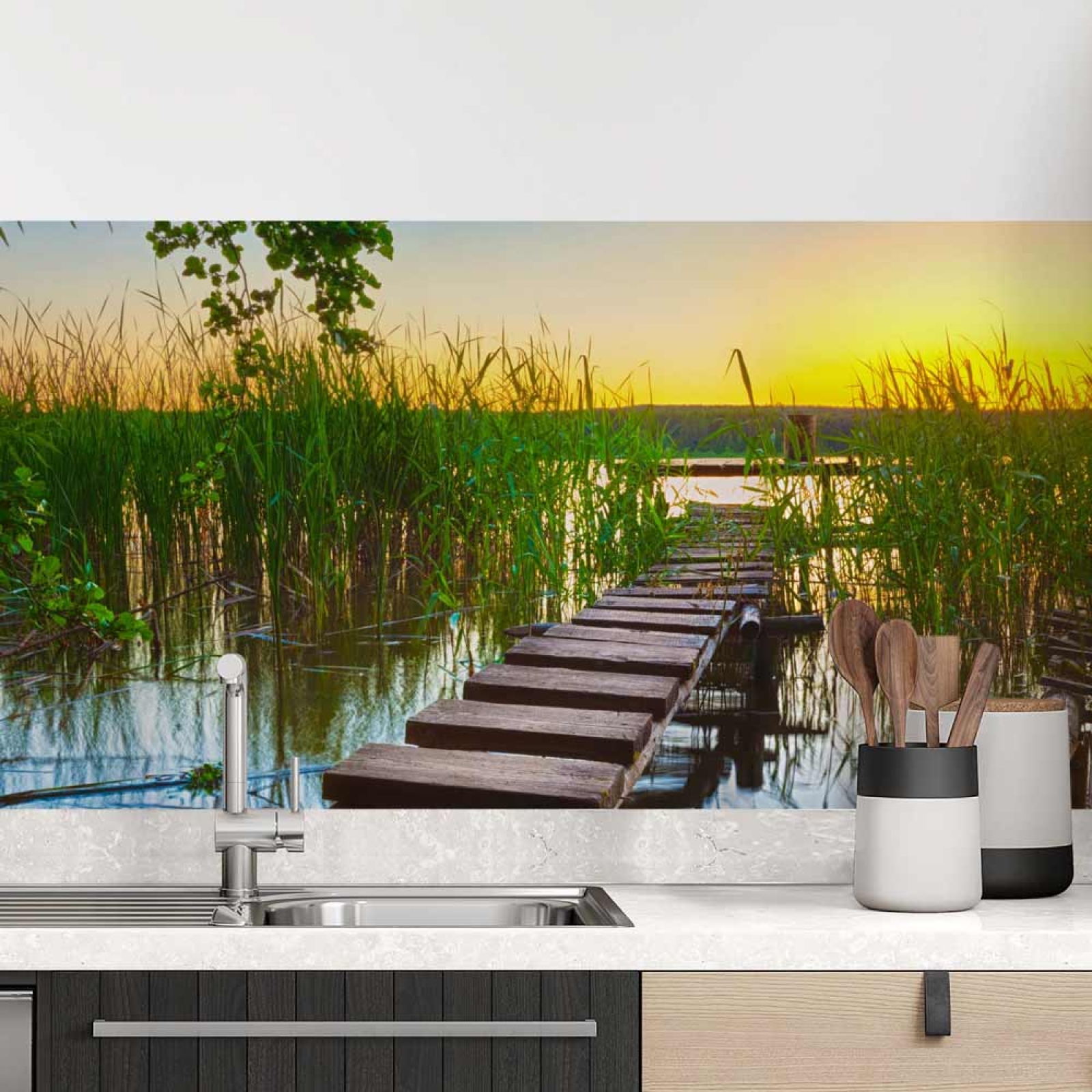 Küchenrückwand Folie Steg im Seeidylle Hauptbild 1