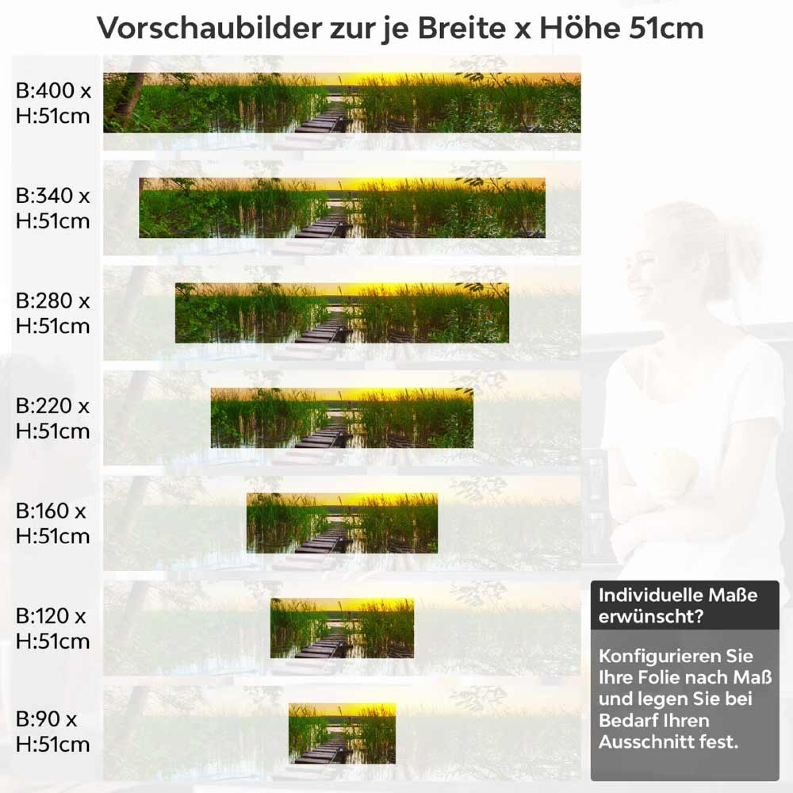 Küchenrückwand Folie Steg im Seeidylle Höhe 51cm