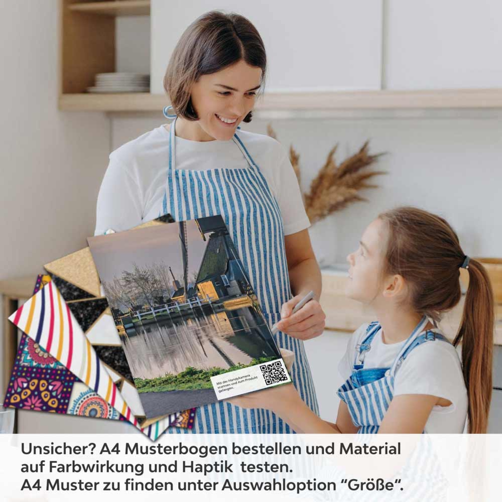 Küchenrückwand Folie Mühlenlandschaft am Wasser A4 Muster