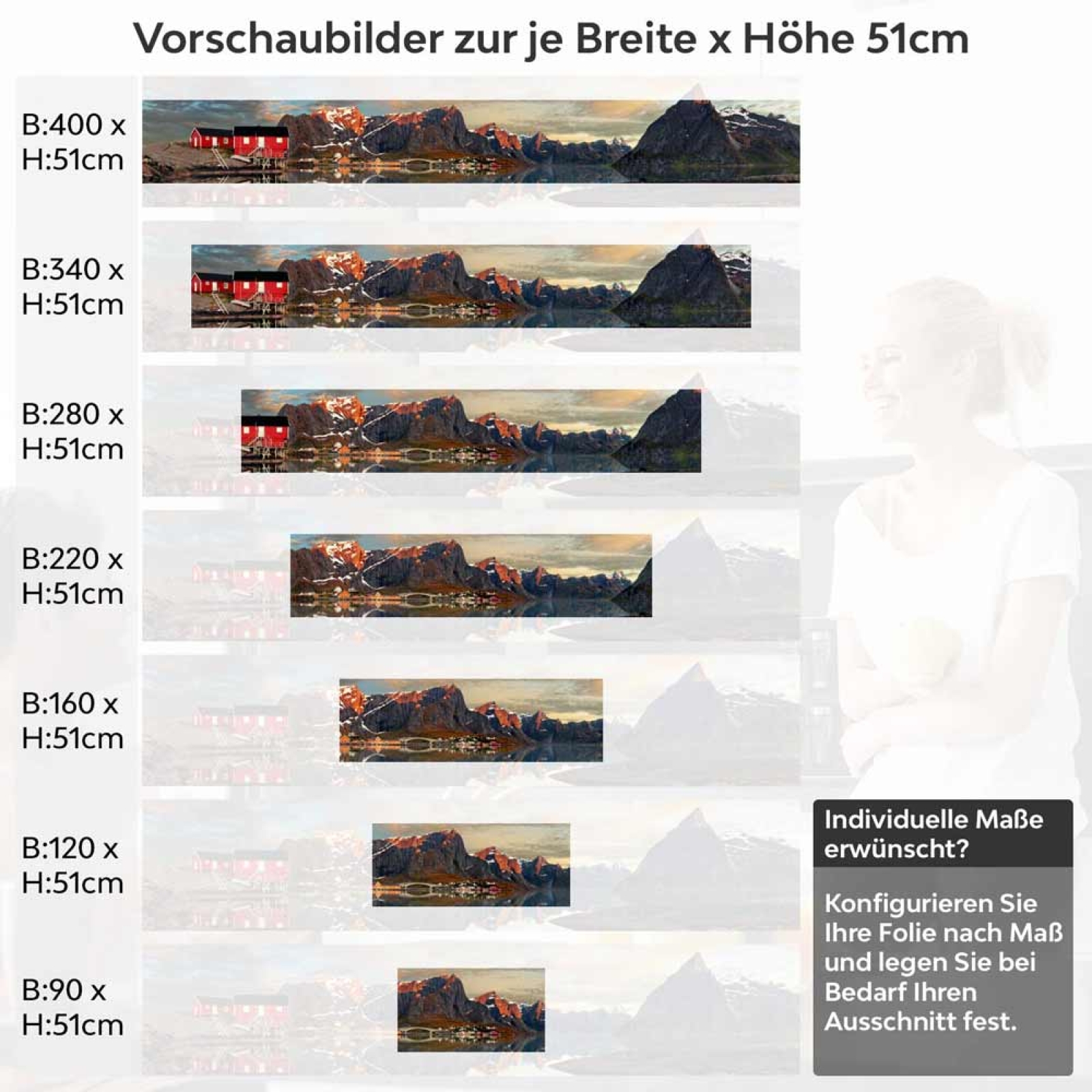 Küchenrückwand Folie Norwegens See Charme Höhe 51cm