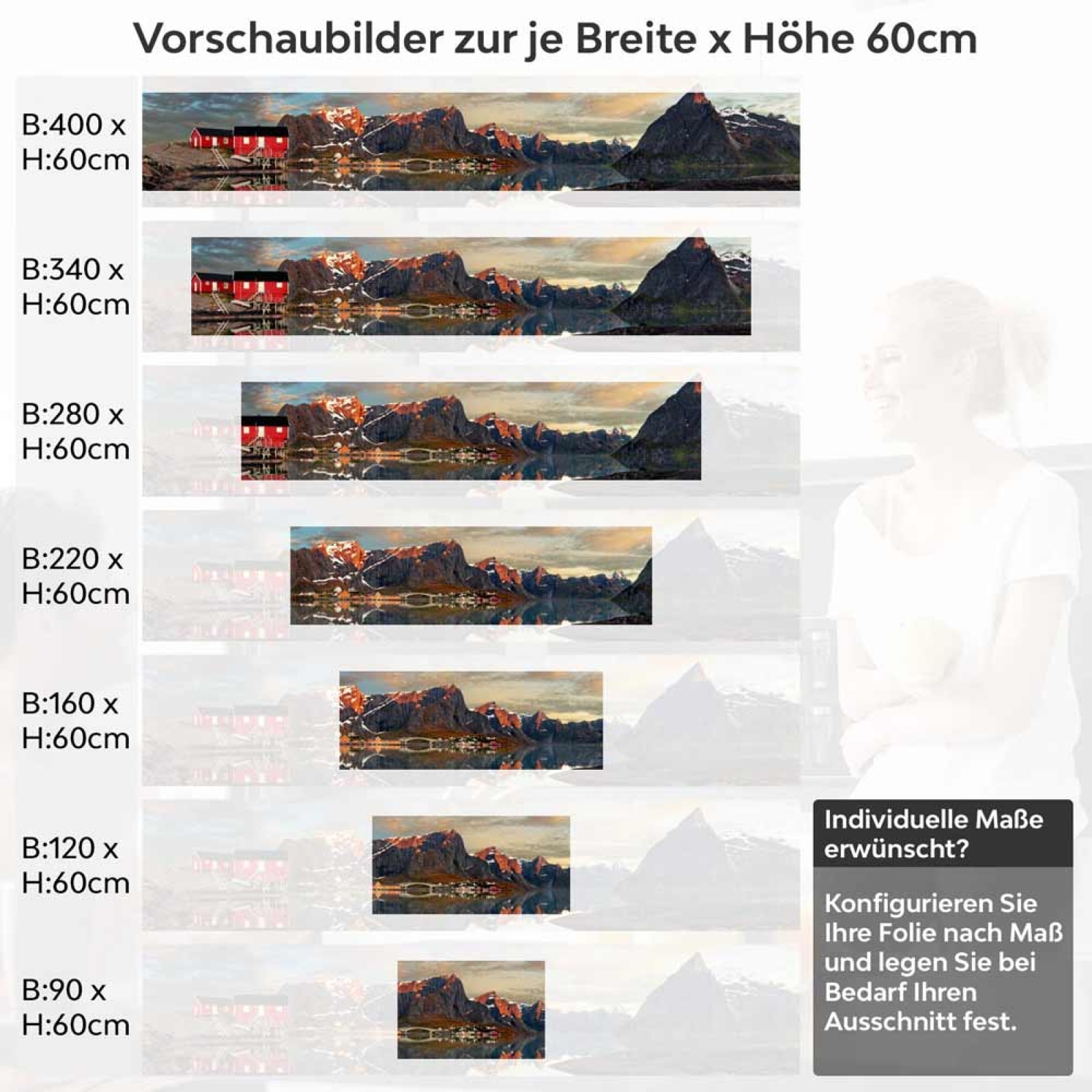 Küchenrückwand Folie Norwegens See Charme Höhe 60cm