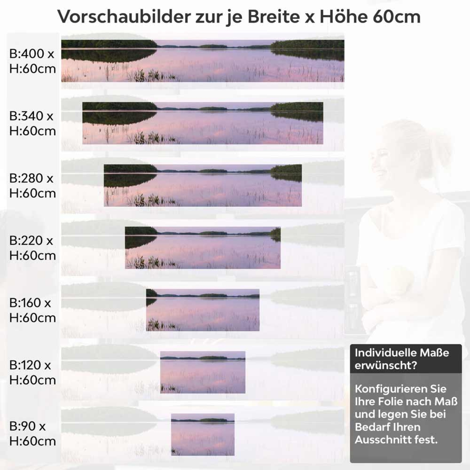 Küchenrückwand Folie violetter See Höhe 60cm