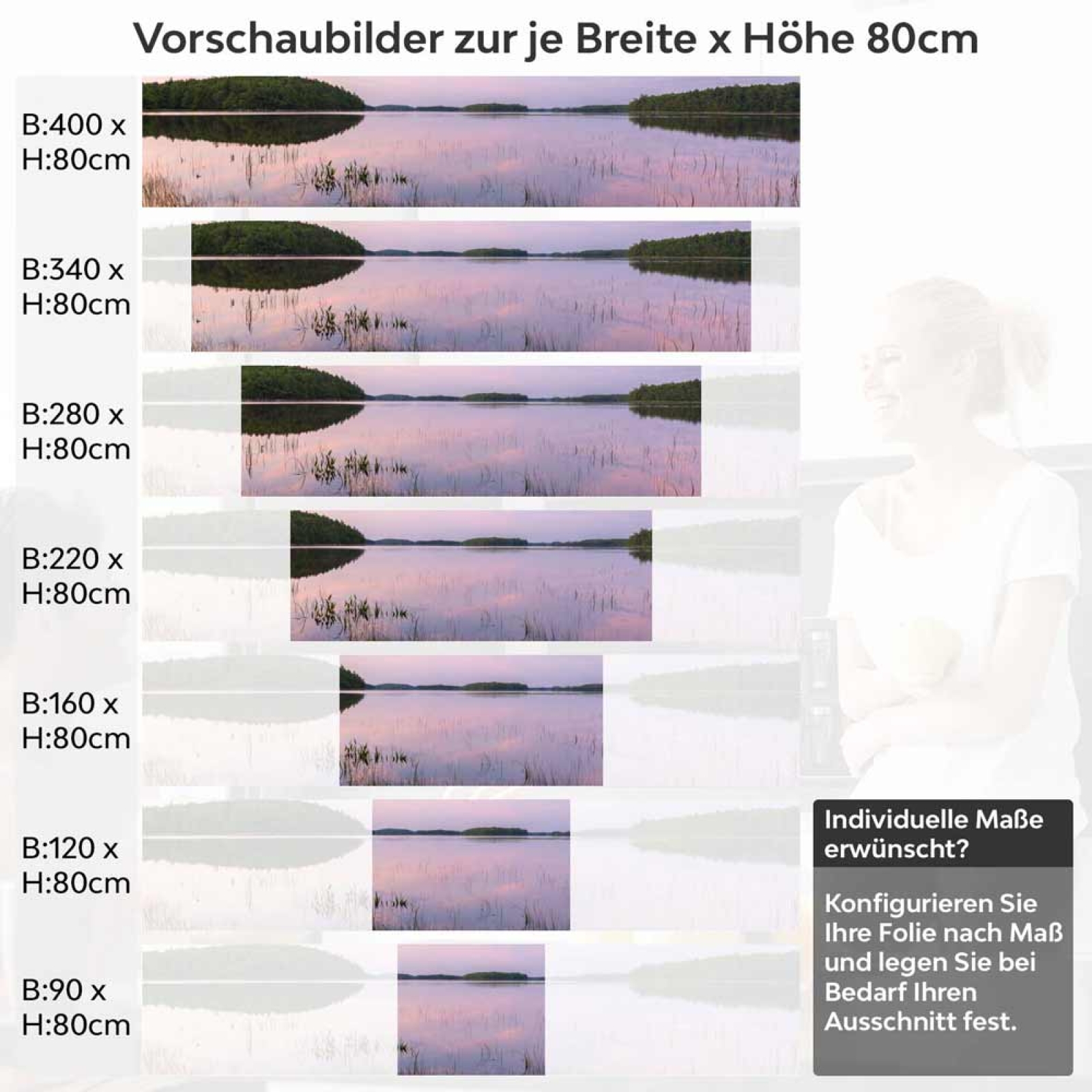 Küchenrückwand Folie violetter See Höhe 80cm