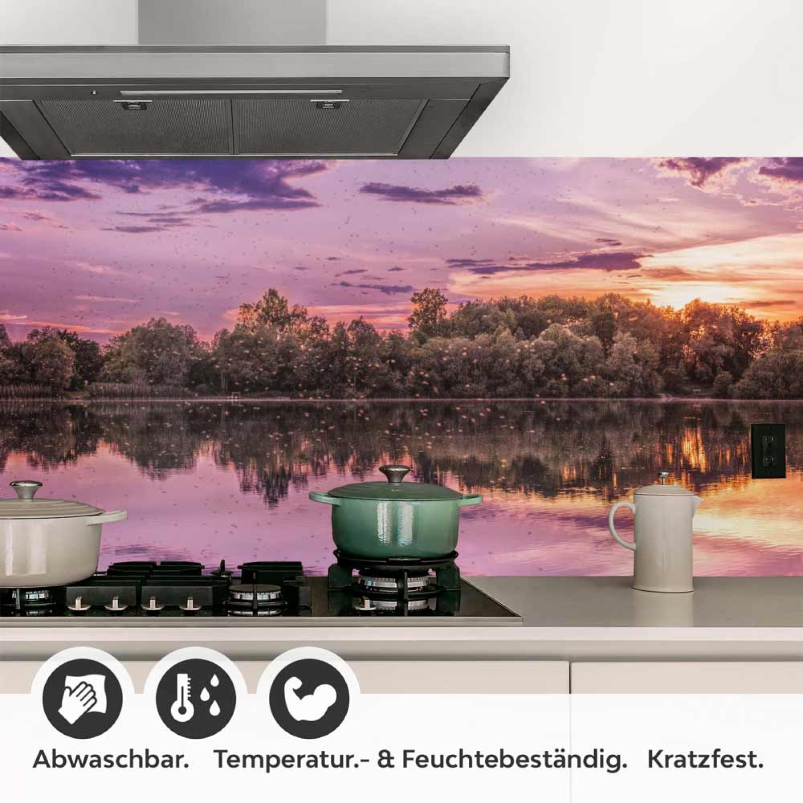 Küchenrückwand Folie See in magischer Abendstimmung Detailbild 1