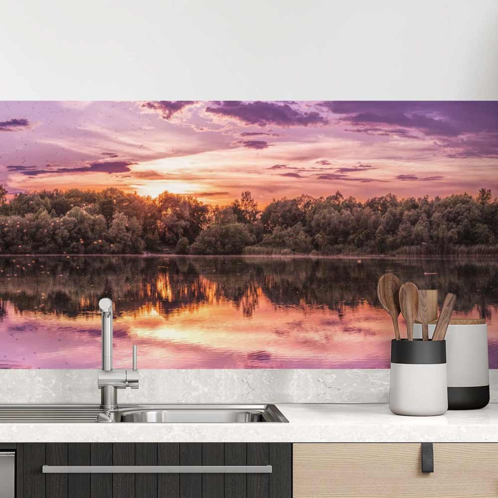 Küchenrückwand Folie See in magischer Abendstimmung Hauptbild 1