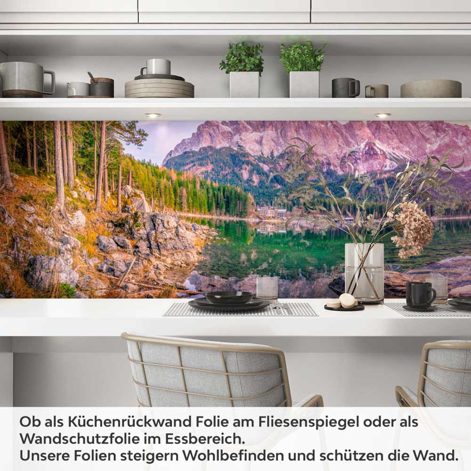 Küchenrückwand Folie See Panorama - Bergidylle und Naturzauber Artikelbild 1