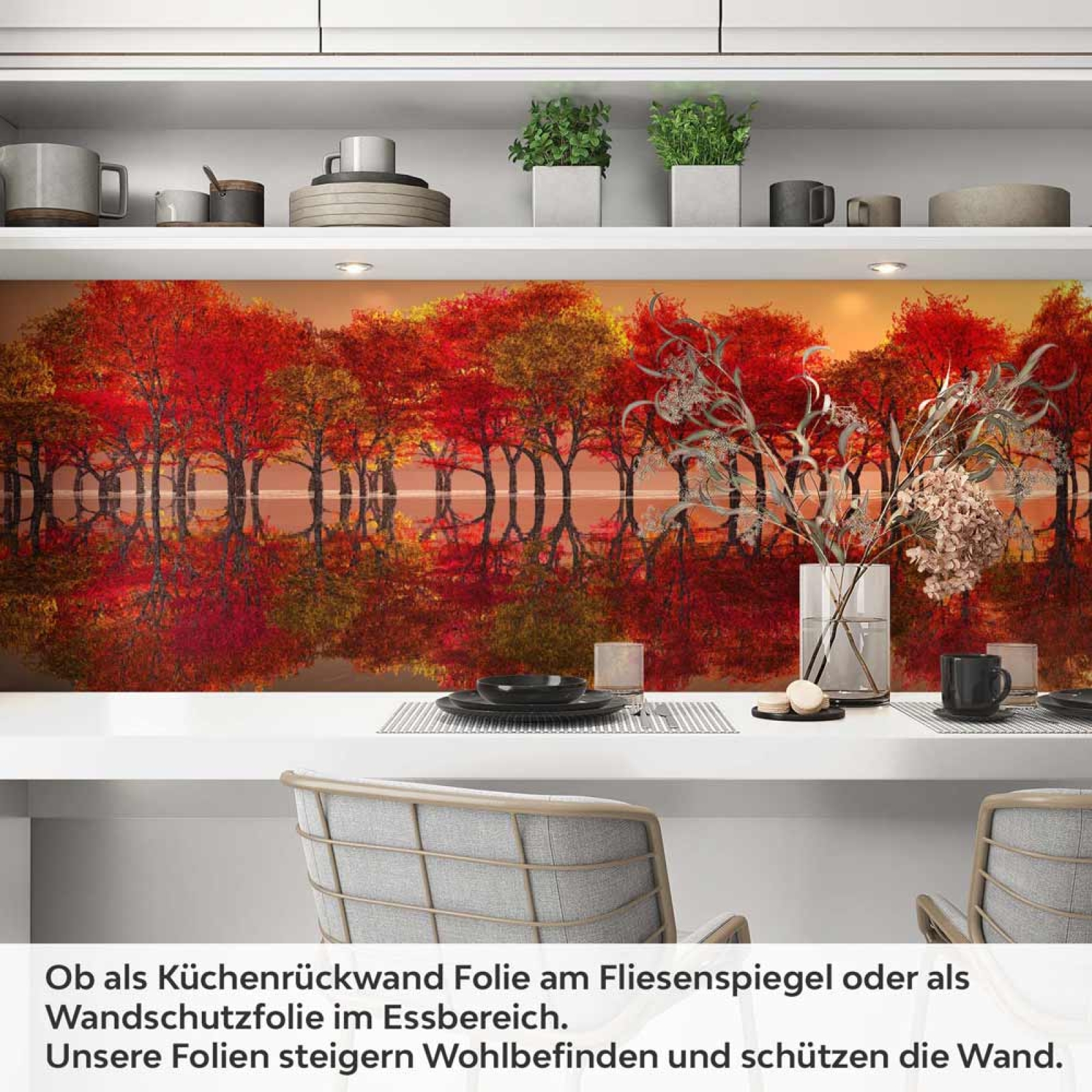 Küchenrückwand Folie Bäume am See - Herbstliche Natur Artikelbild 1