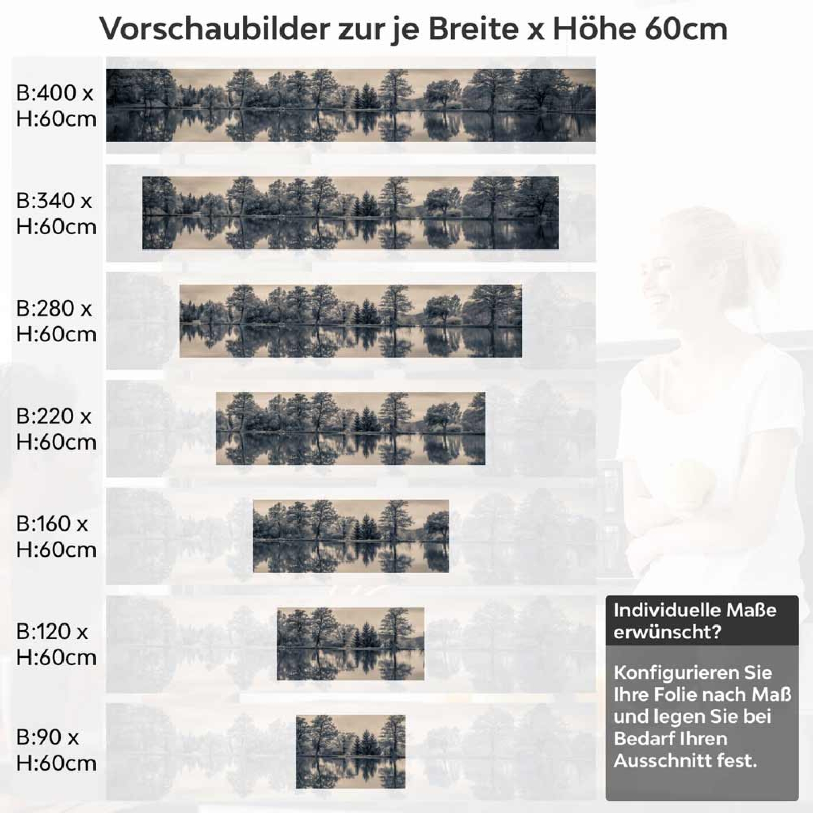 Küchenrückwand Folie See im Vintage-Stil - Zeitlose Landschaft Höhe 60cm