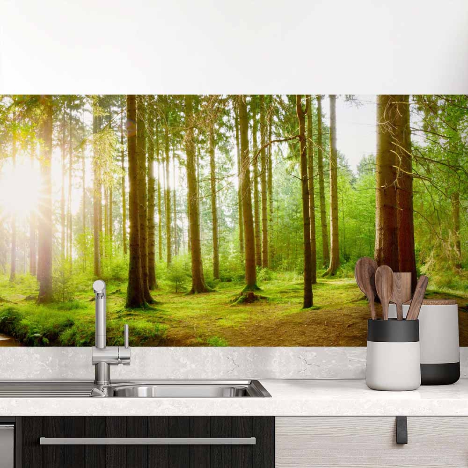 Küchenrückwand Folie Bach im Wald Hauptbild 1