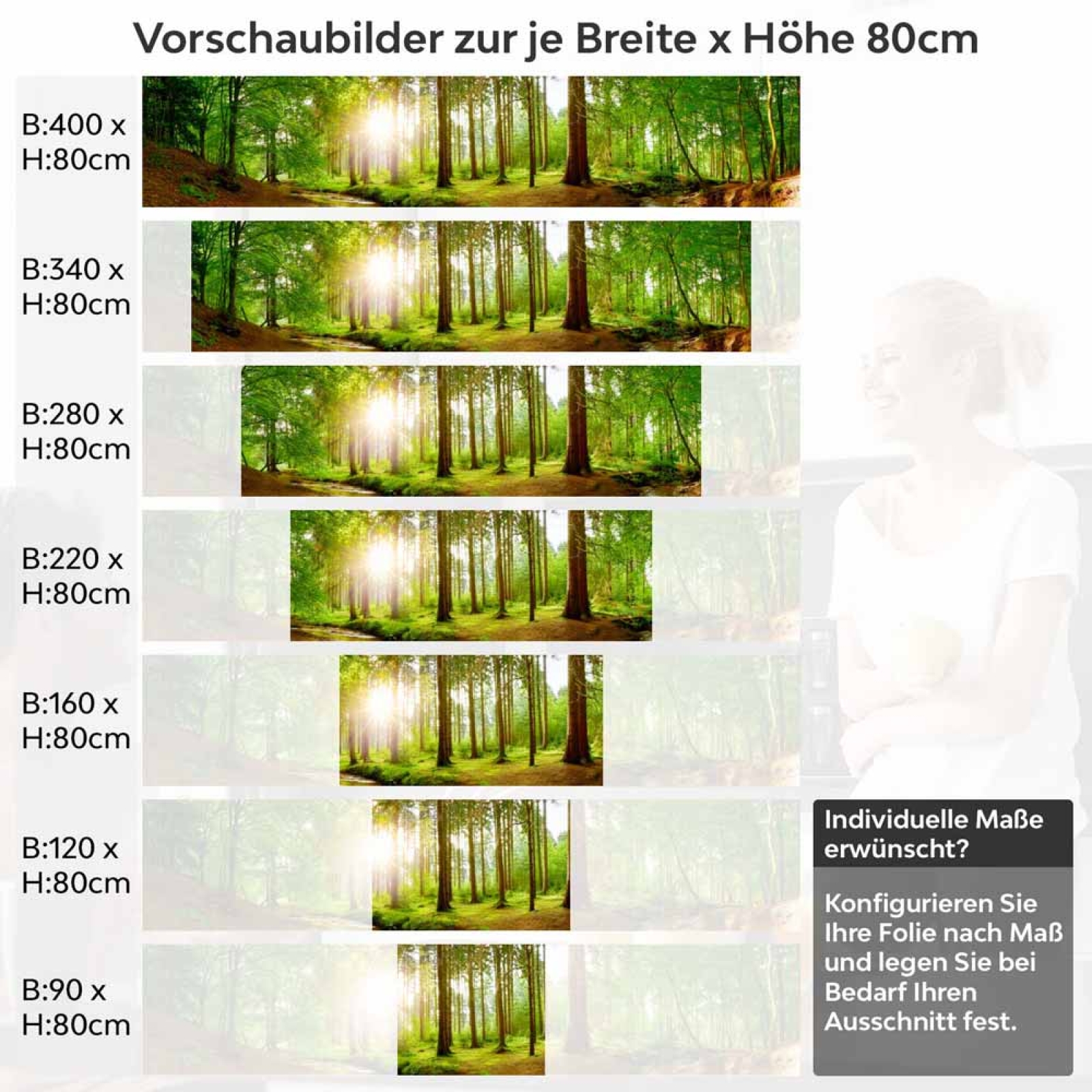 Küchenrückwand Folie Bach im Wald Höhe 80cm