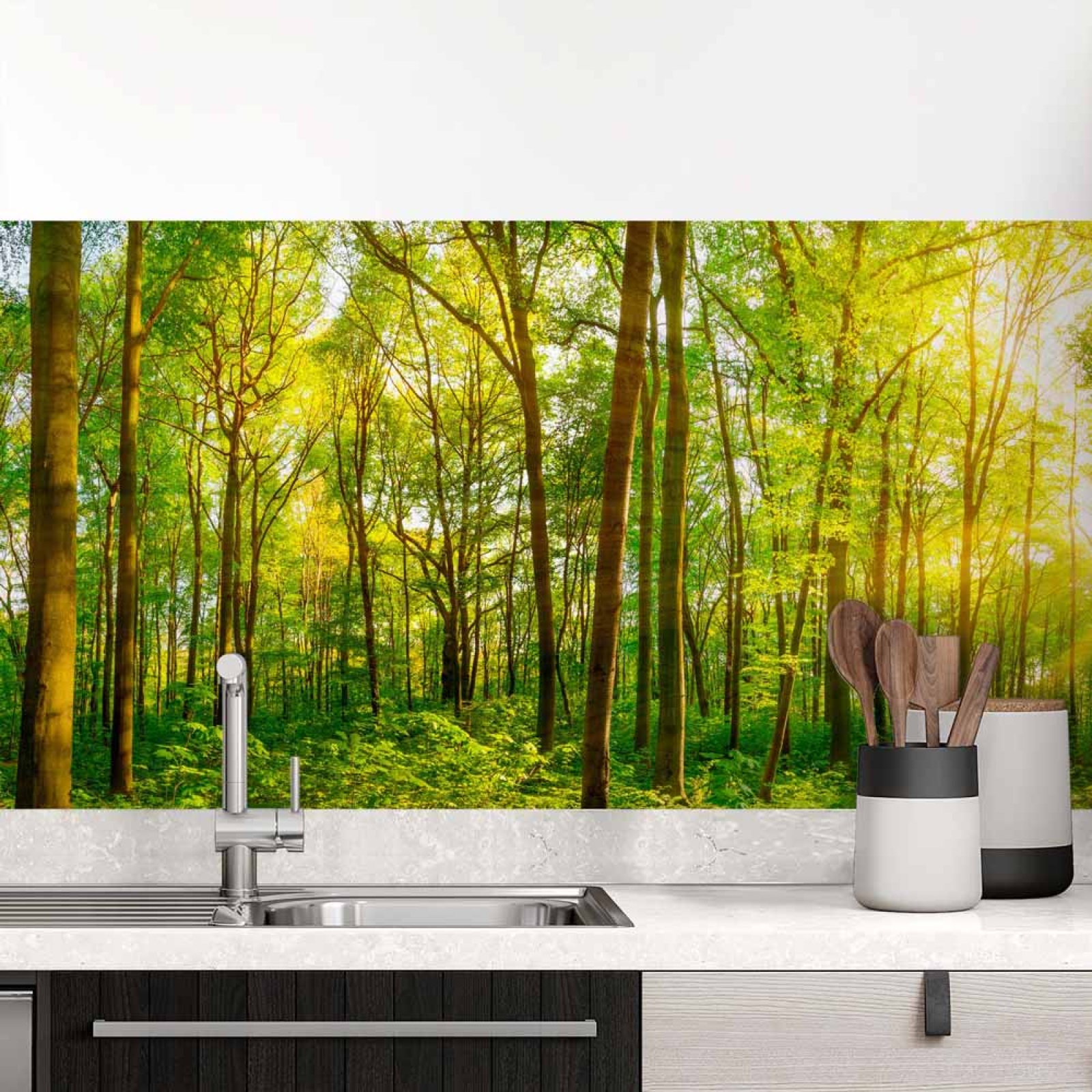 Küchenrückwand Folie Grüner Waldtraum Hauptbild 1