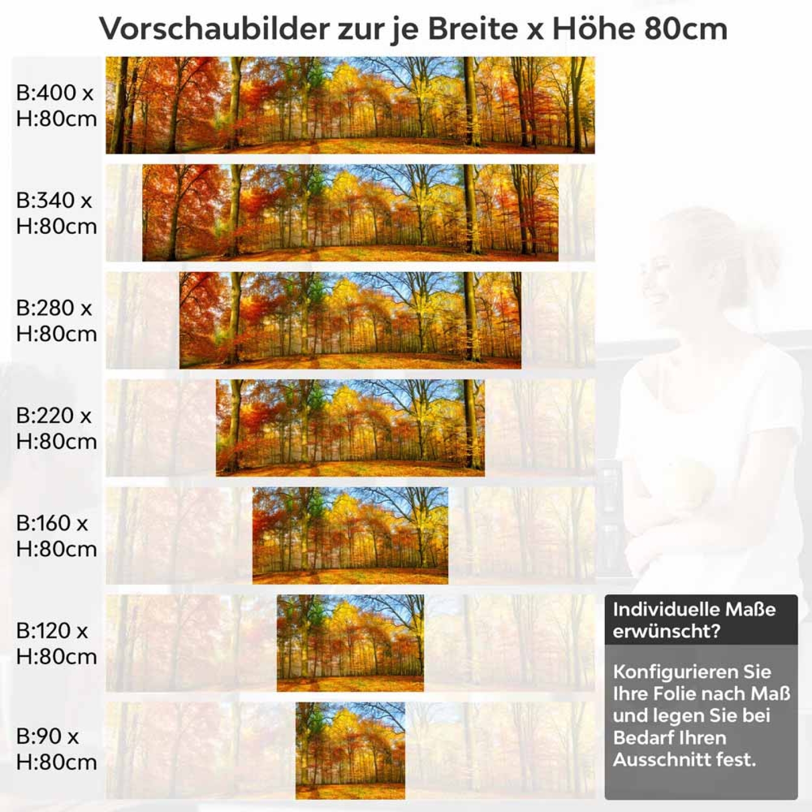 Küchenrückwand Folie goldener Herbstwald - Strahlende Naturpracht Höhe 80cm