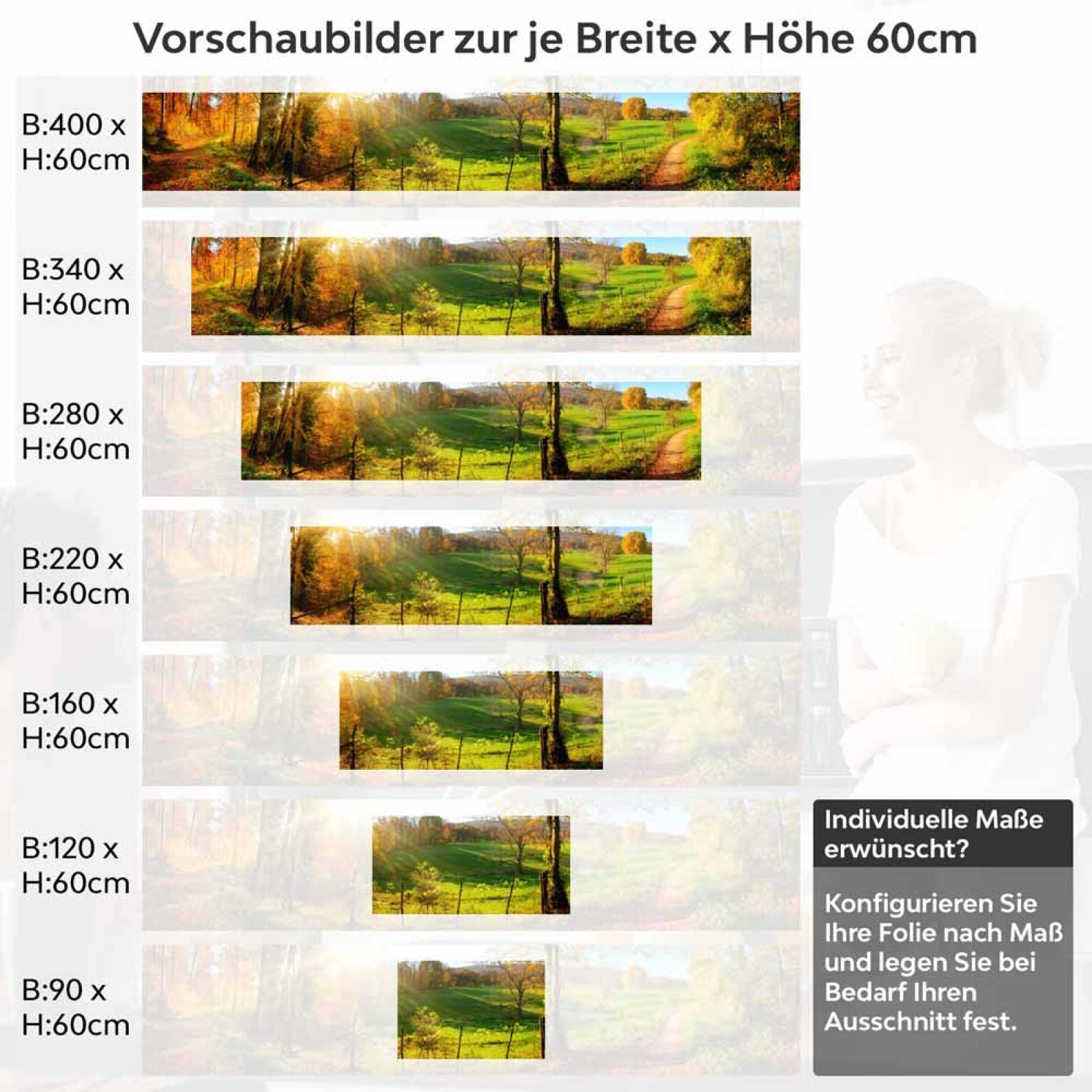 Küchenrückwand Folie Weg durch den Wald im Herbst Höhe 60cm