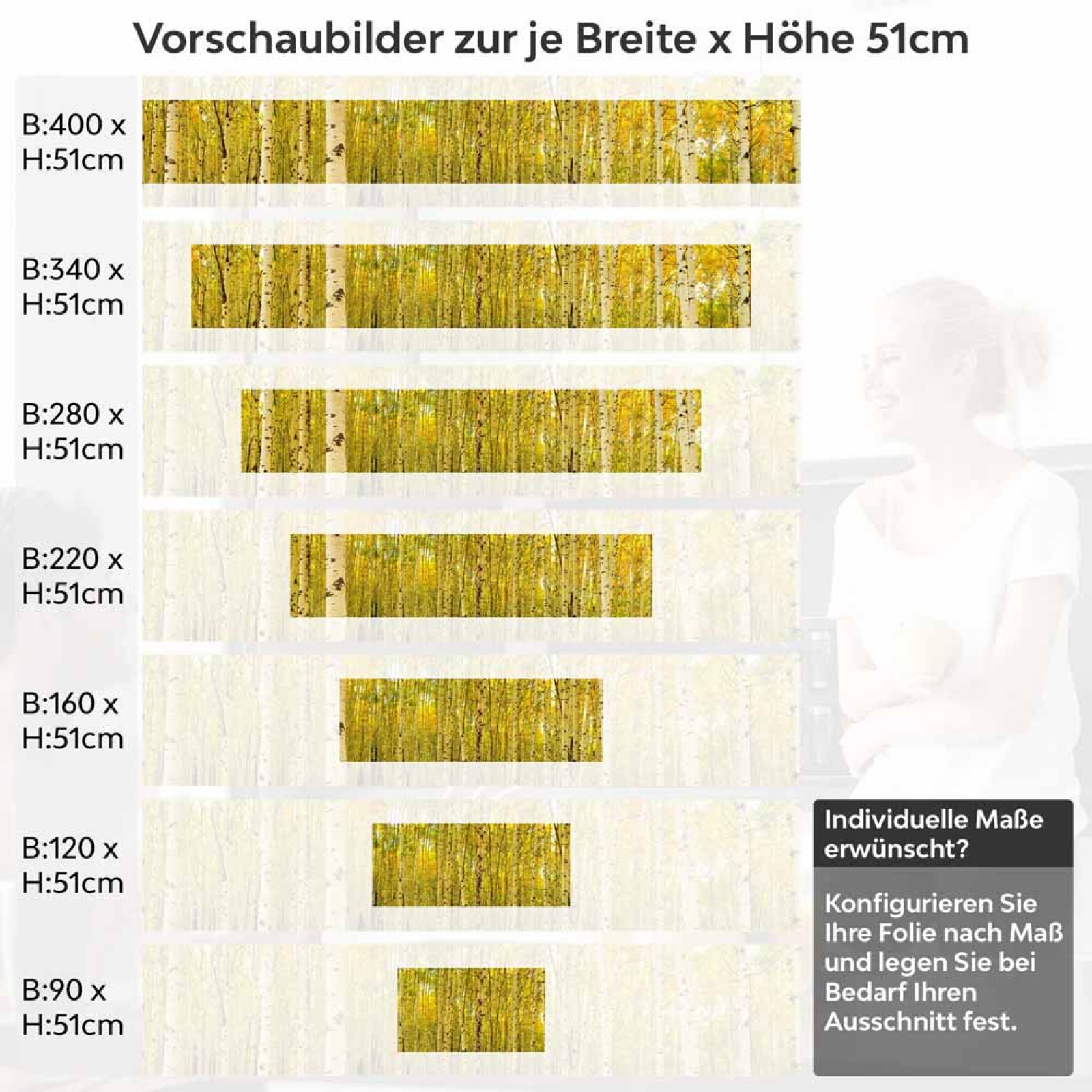Küchenrückwand Folie Birkenwald Höhe 51cm