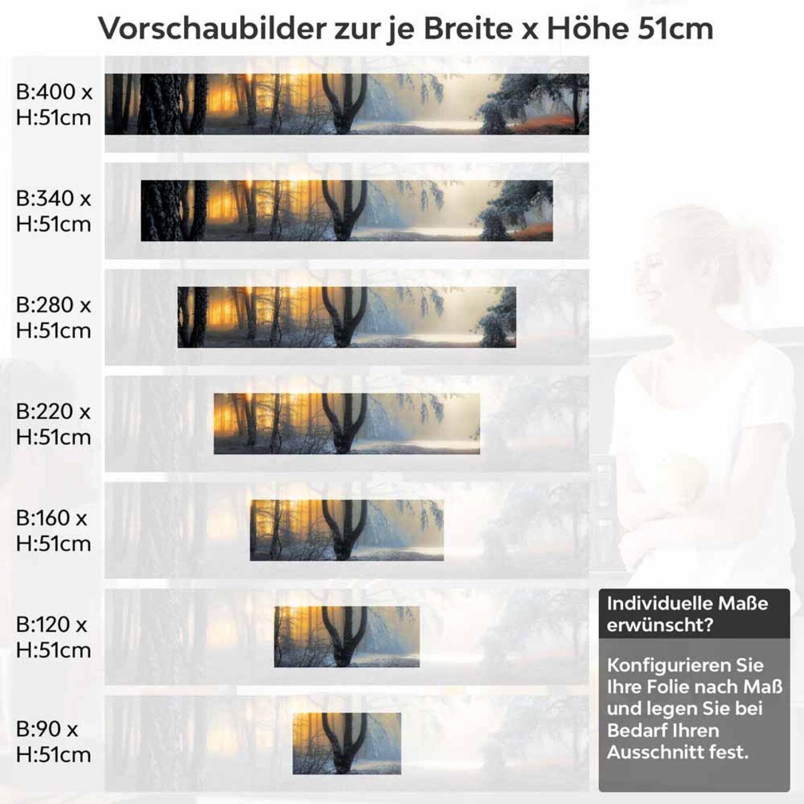 Küchenrückwand Folie mystischer Winterwald Höhe 51cm