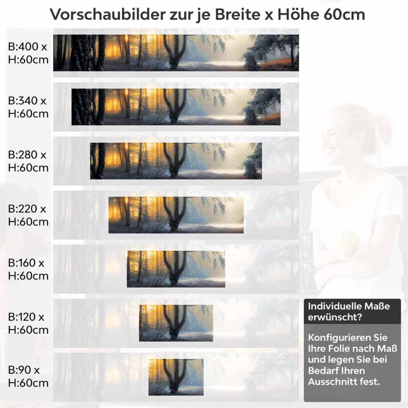 Küchenrückwand Folie mystischer Winterwald Höhe 60cm
