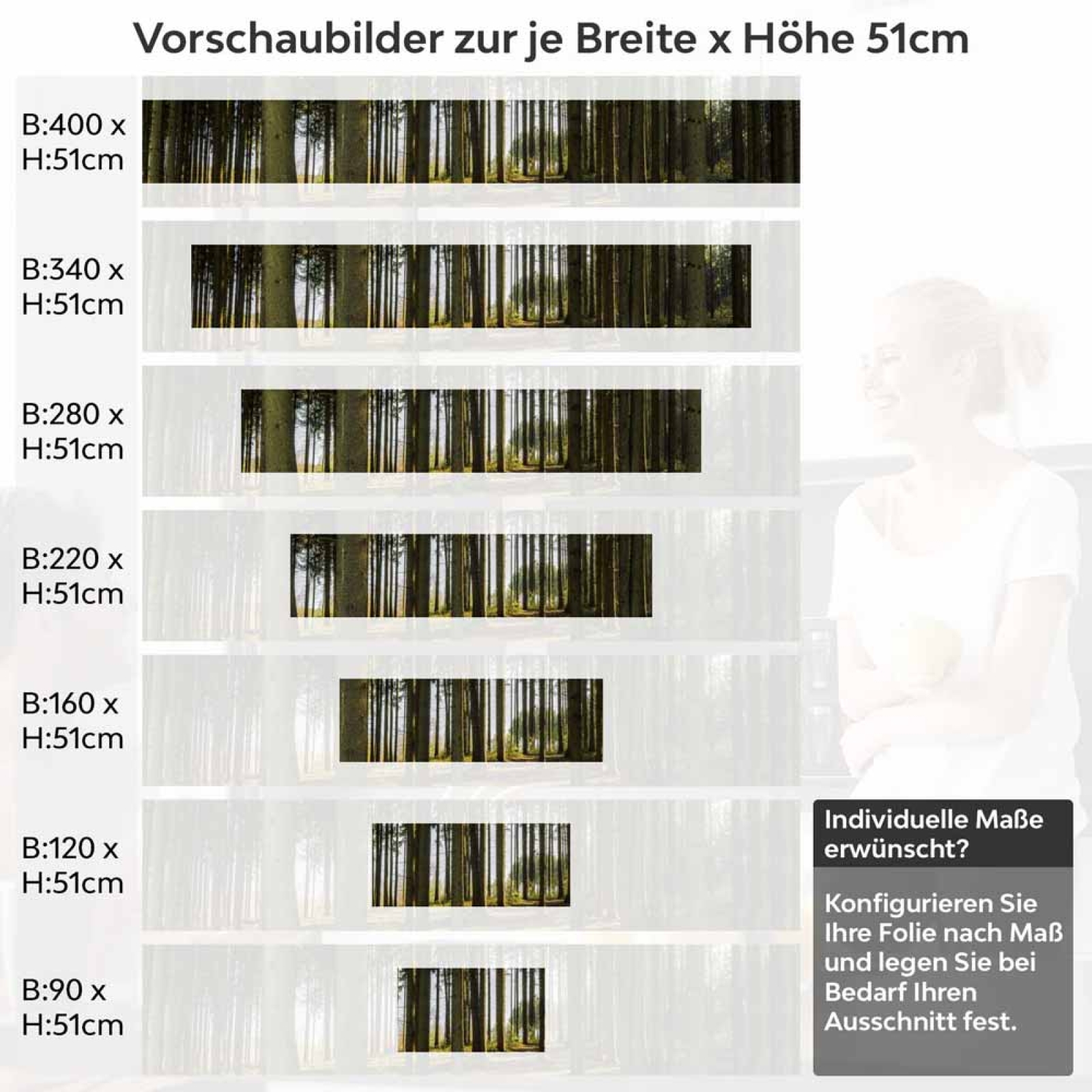 Küchenrückwand Folie Nadelwald - Lichtspiel der Natur Höhe 51cm