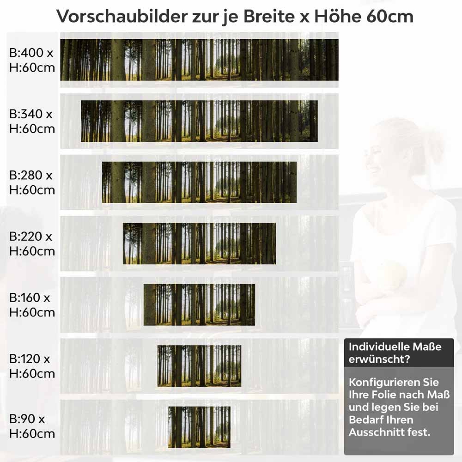 Küchenrückwand Folie Nadelwald - Lichtspiel der Natur Höhe 60cm
