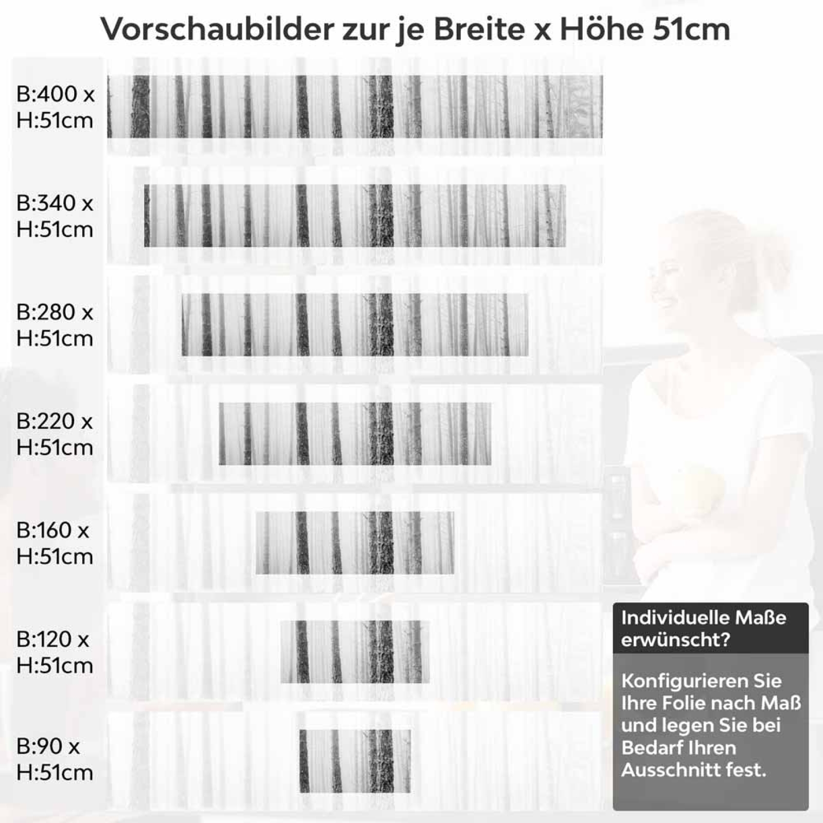 Küchenrückwand Folie Mystischer Wald - Baumstämme im Nebel Höhe 51cm
