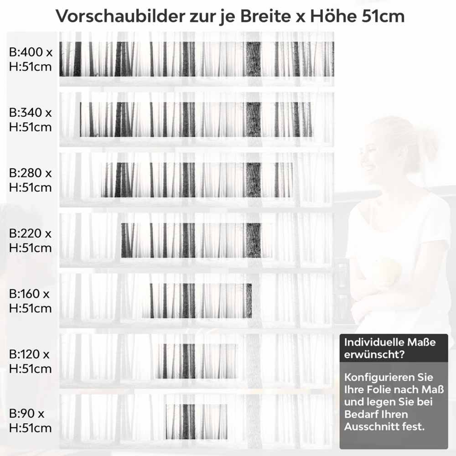 Küchenrückwand Folie Monochromer Wald - Harmonie und Mystik Höhe 51cm