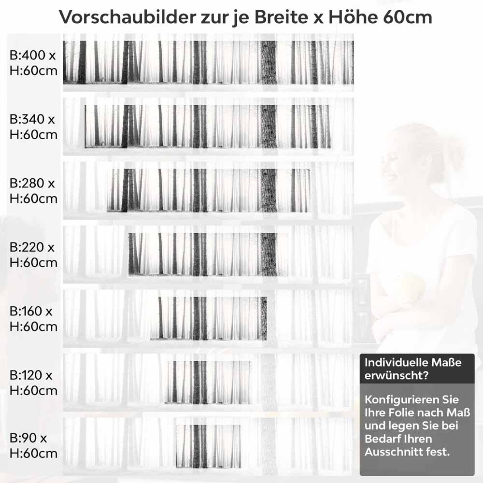Küchenrückwand Folie Monochromer Wald - Harmonie und Mystik Höhe 60cm