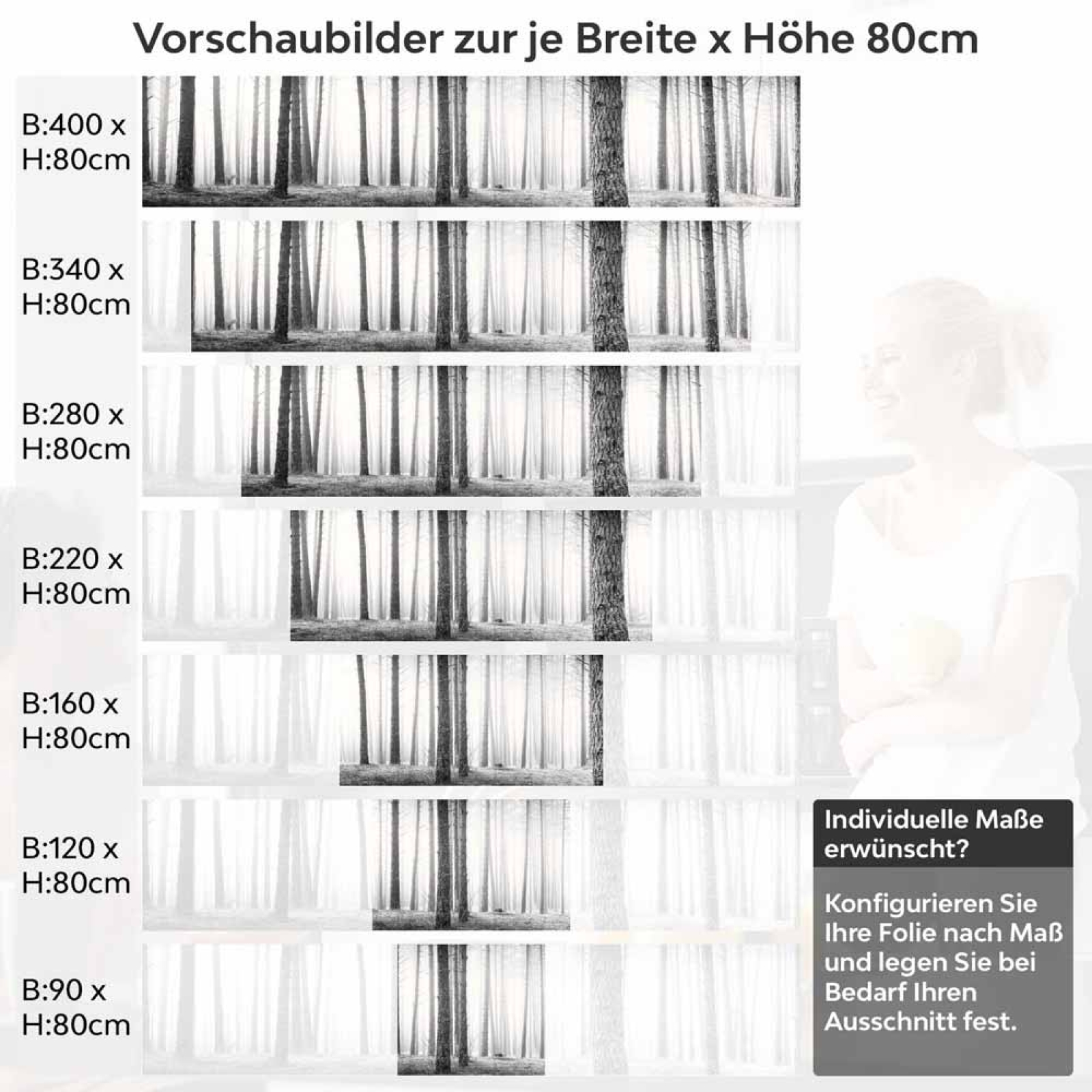 Küchenrückwand Folie Monochromer Wald - Harmonie und Mystik Höhe 80cm