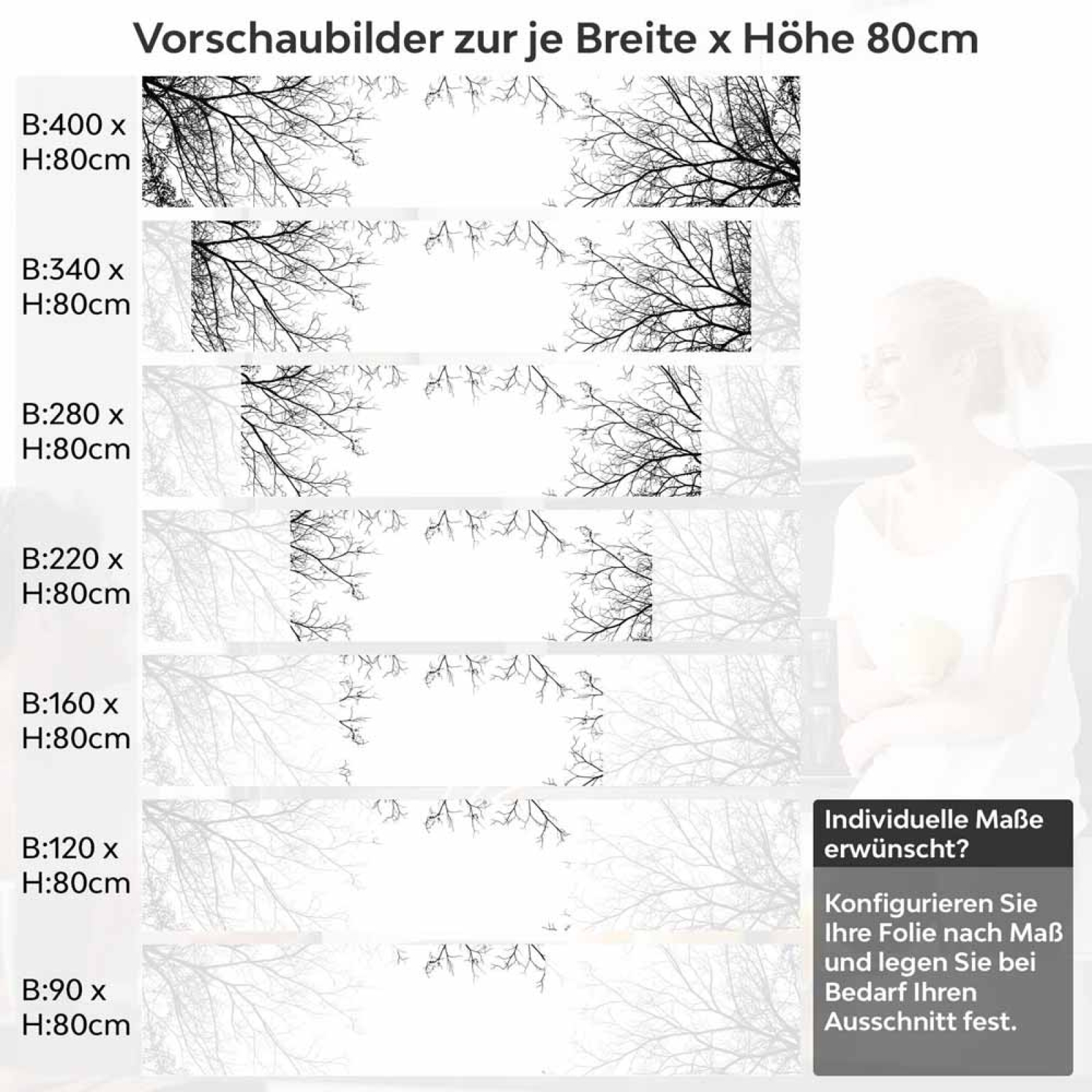 Küchenrückwand Folie Filigrane Baumkronen - Minimalistische Eleganz Höhe 80cm