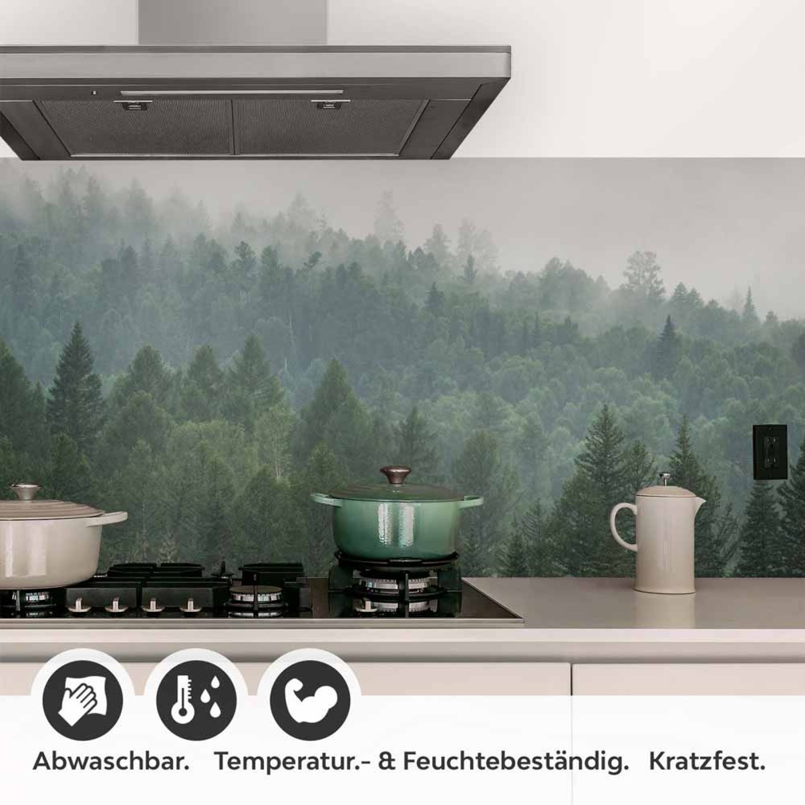Küchenrückwand Folie Wald im Nebel Detailbild 1