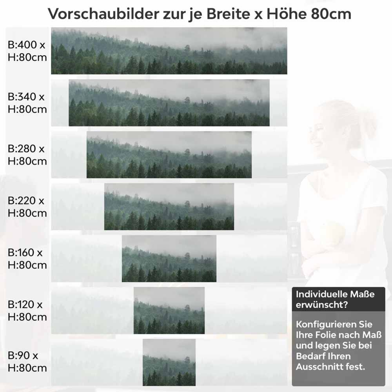 Küchenrückwand Folie Wald im Nebel Höhe 80cm