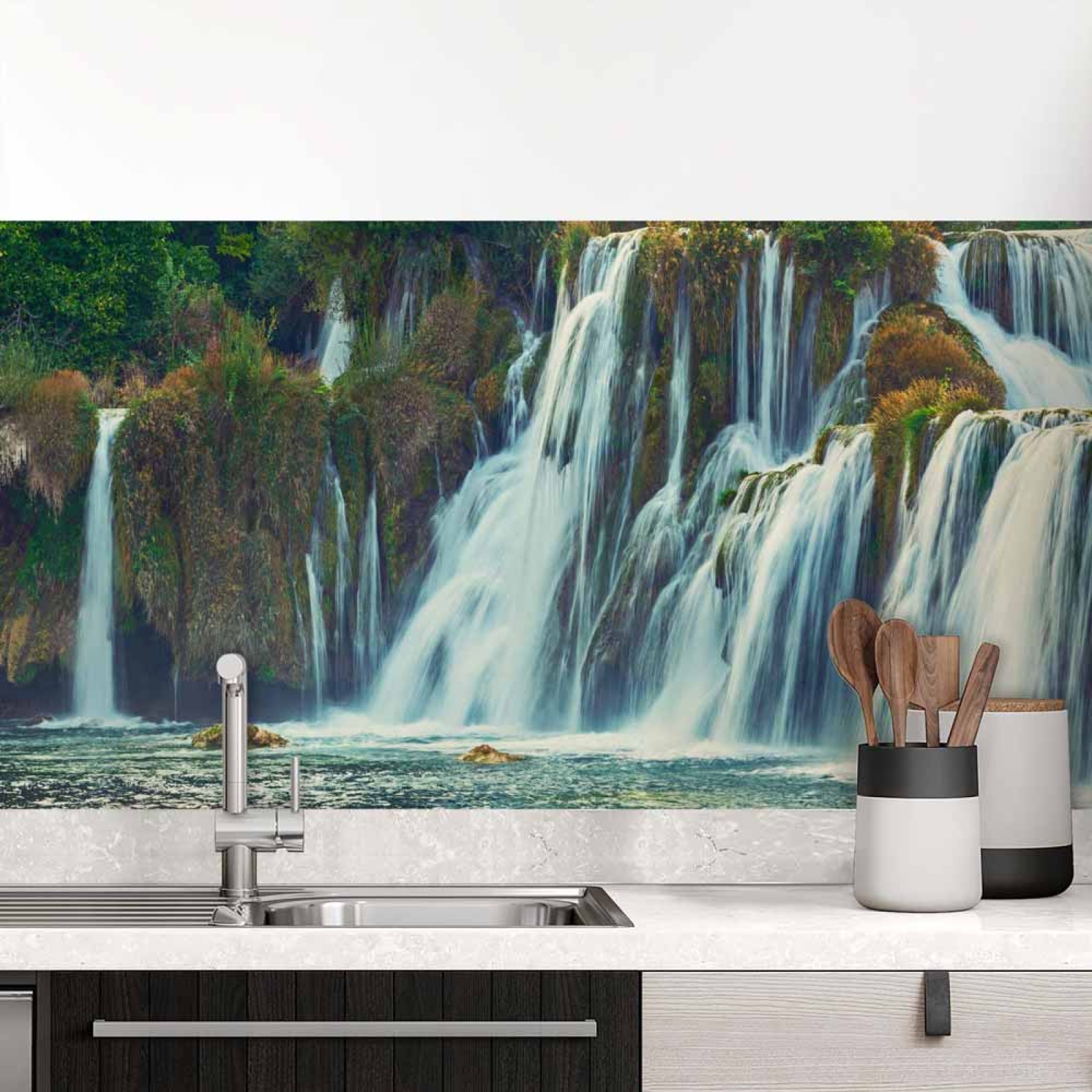 Küchenrückwand Folie Wald & Wasserfall Hauptbild 1