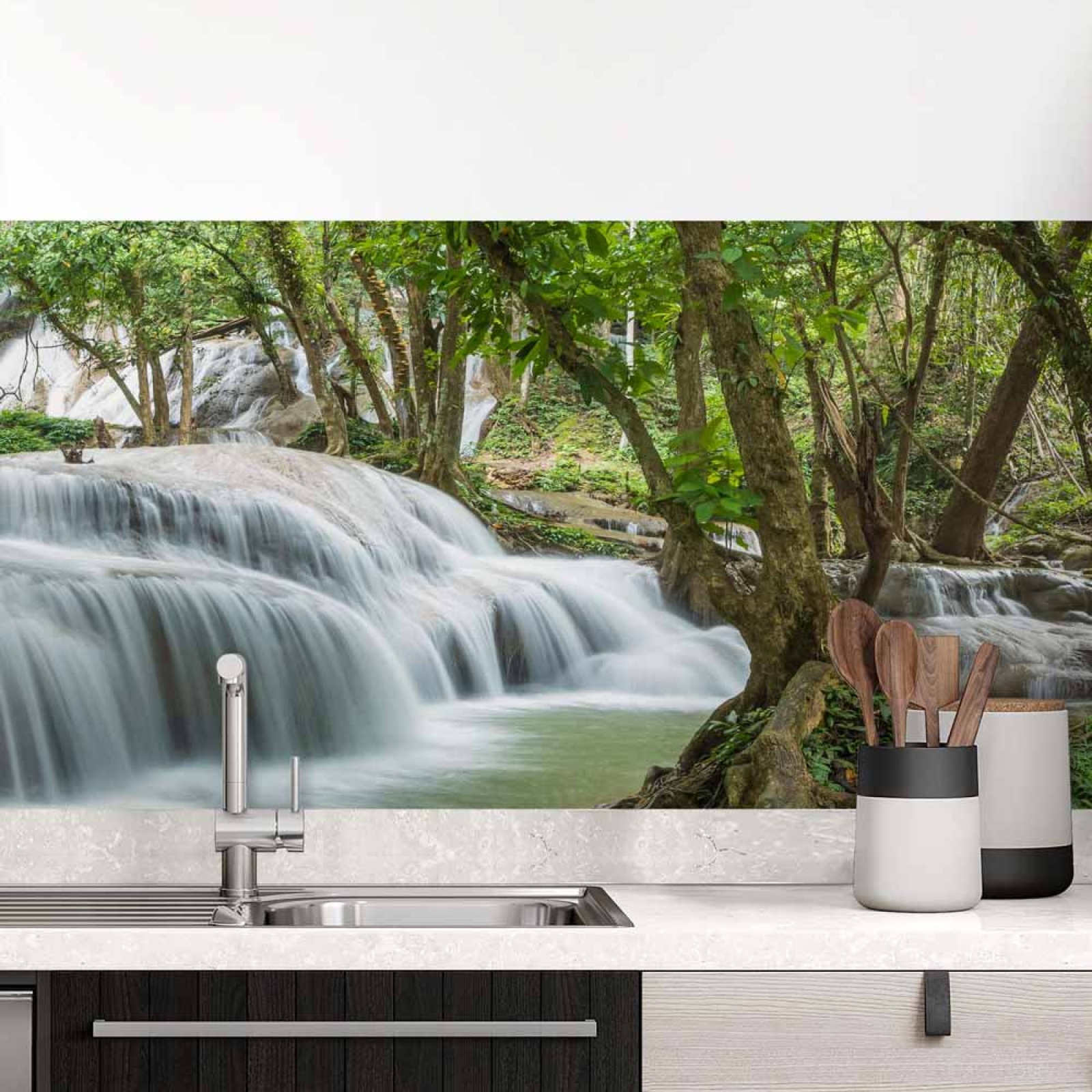 Küchenrückwand Folie prachtvoller Wasserfall Hauptbild 1