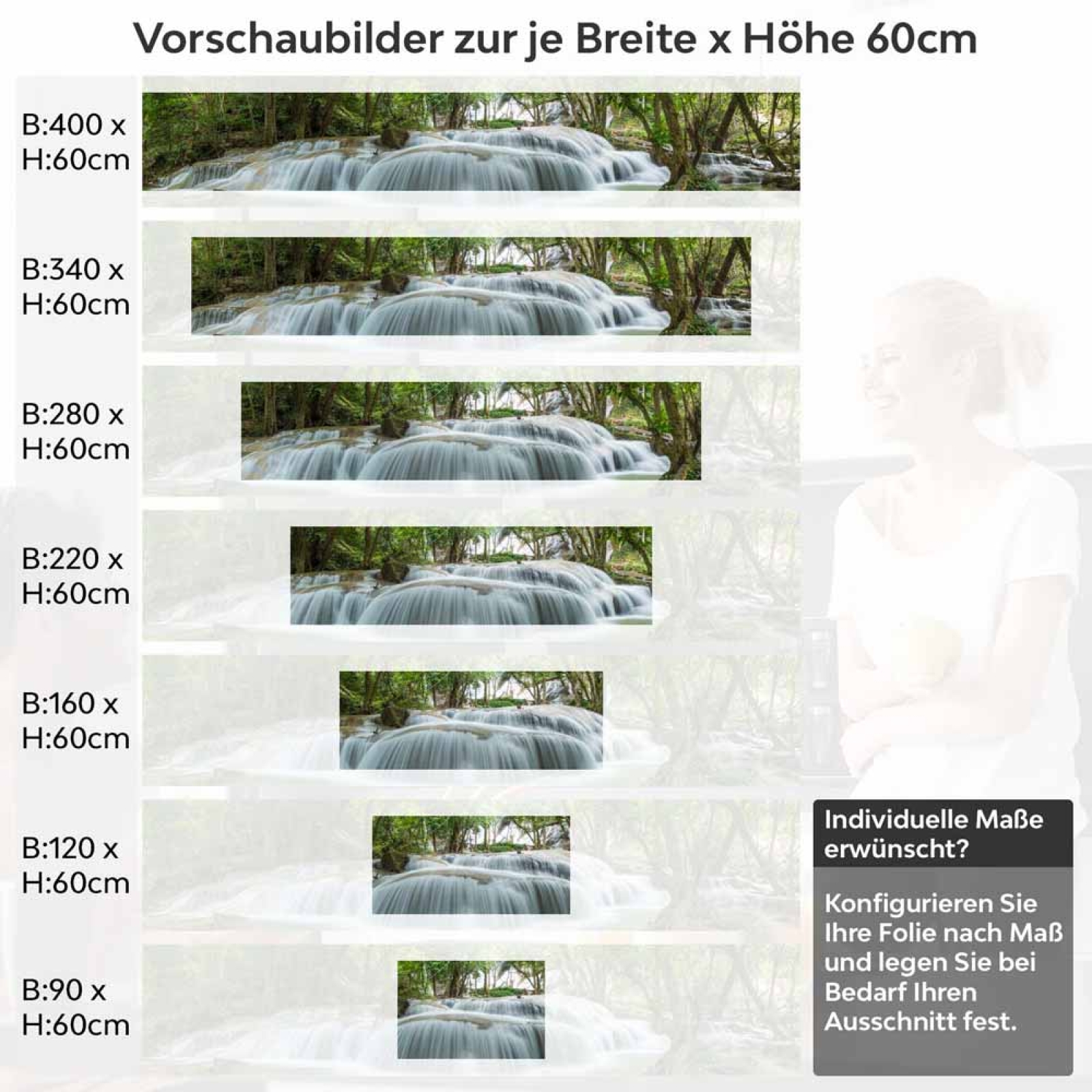Küchenrückwand Folie prachtvoller Wasserfall Höhe 60cm