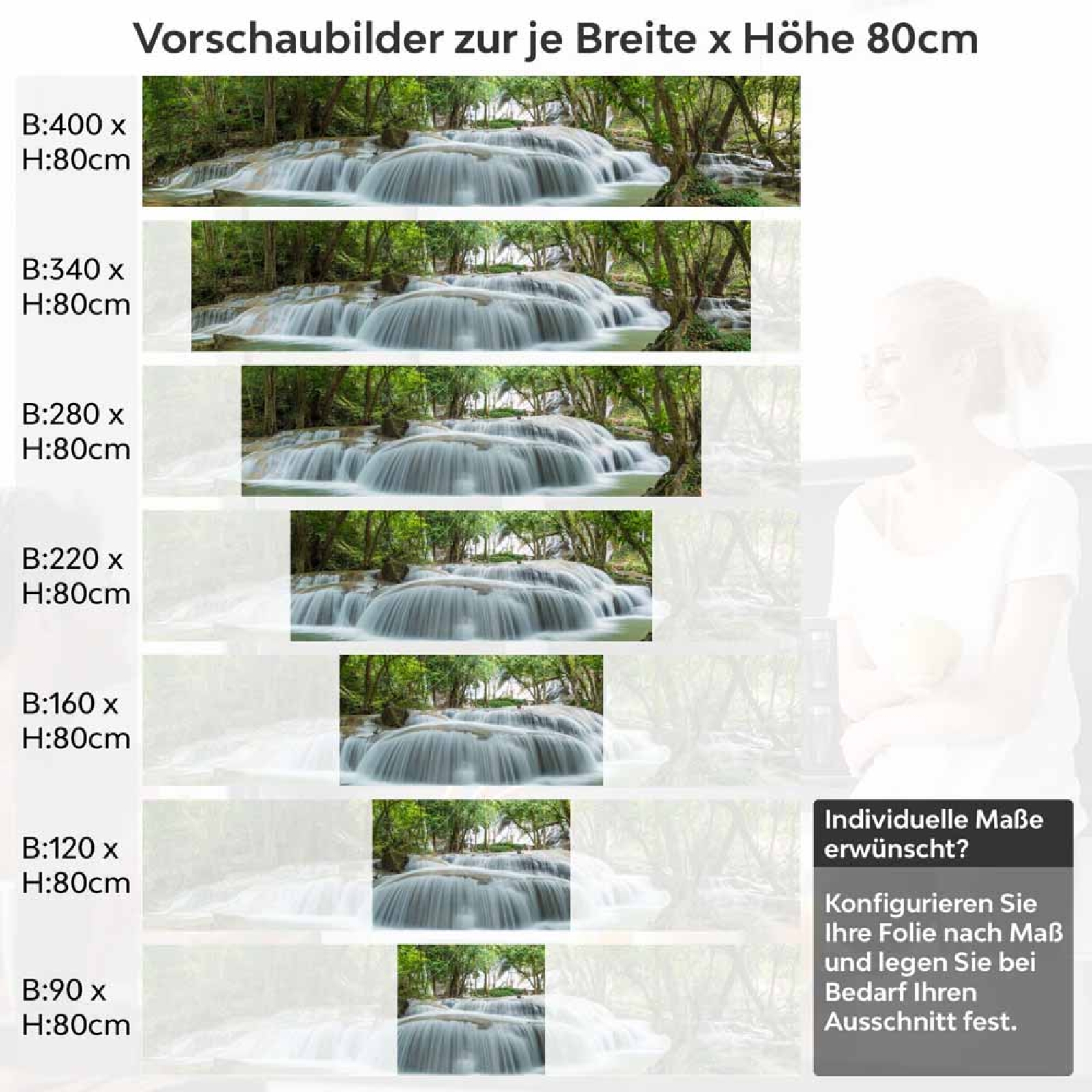 Küchenrückwand Folie prachtvoller Wasserfall Höhe 80cm