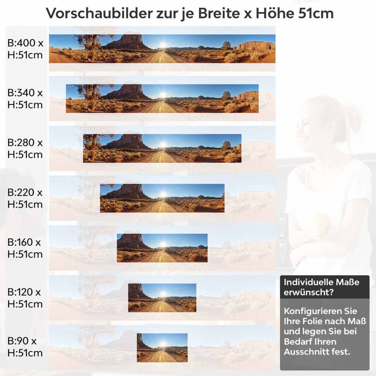 Küchenrückwand Folie Wüstenpanorama Höhe 51cm