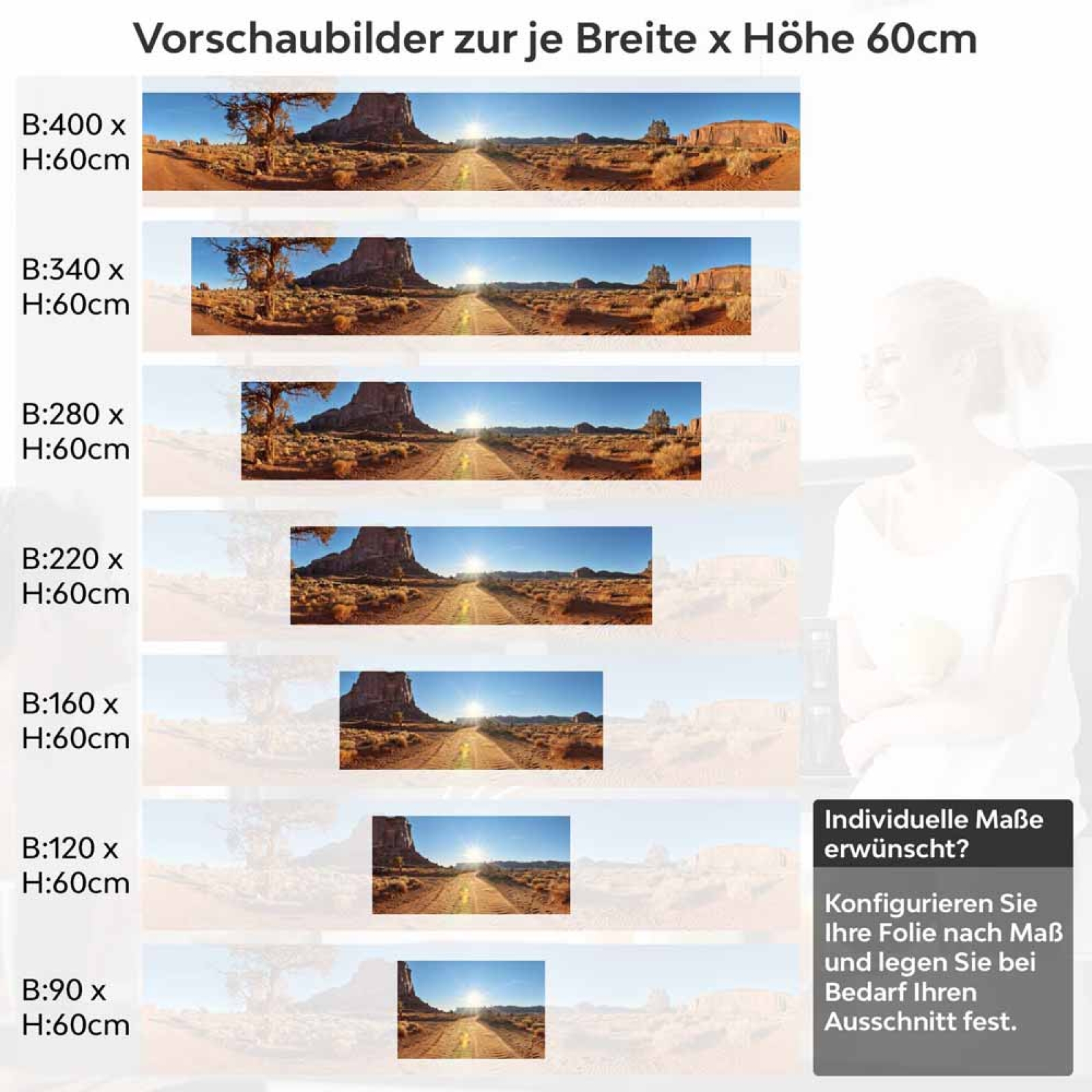 Küchenrückwand Folie Wüstenpanorama Höhe 60cm