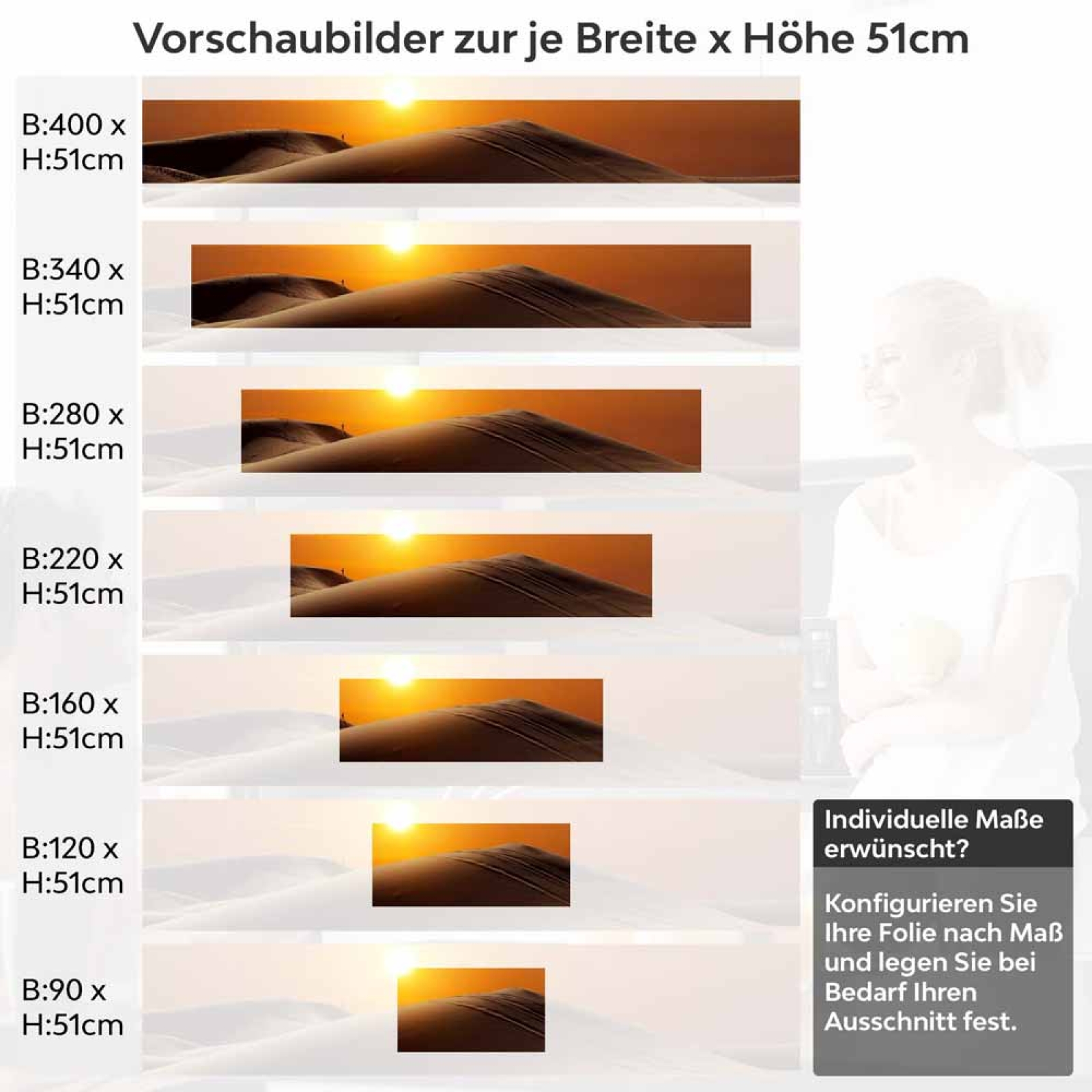 Küchenrückwand Folie Wüstensilhouette Höhe 51cm