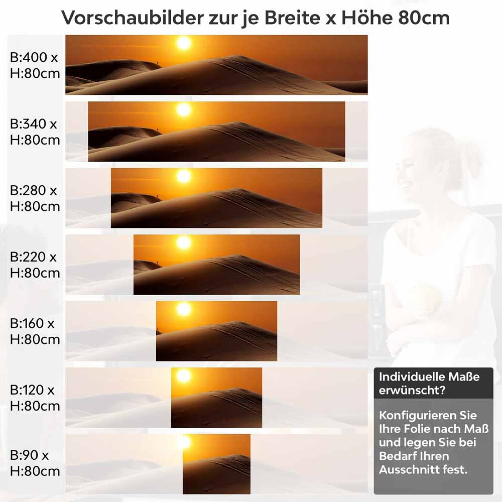 Küchenrückwand Folie Wüstensilhouette Höhe 80cm