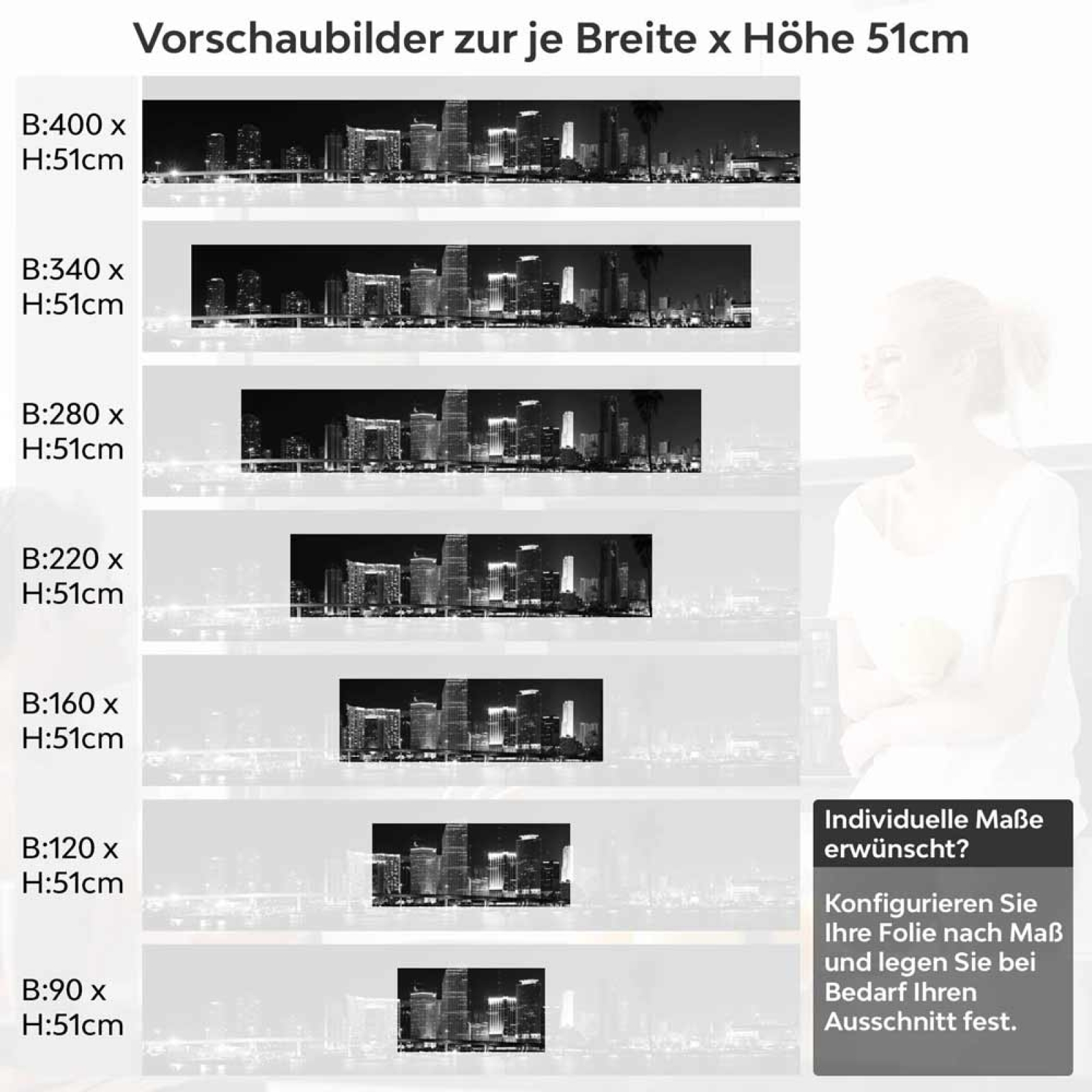 Küchenrückwand Folie Skyline at Night Höhe 51cm