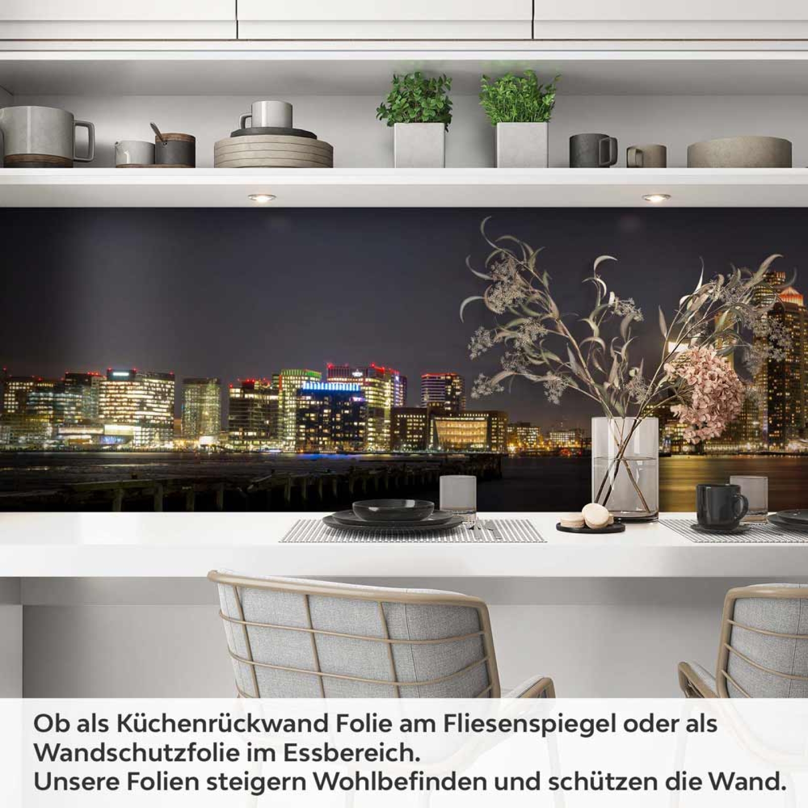 Küchenrückwand Folie Bostons Skyline bei Nacht Artikelbild 1