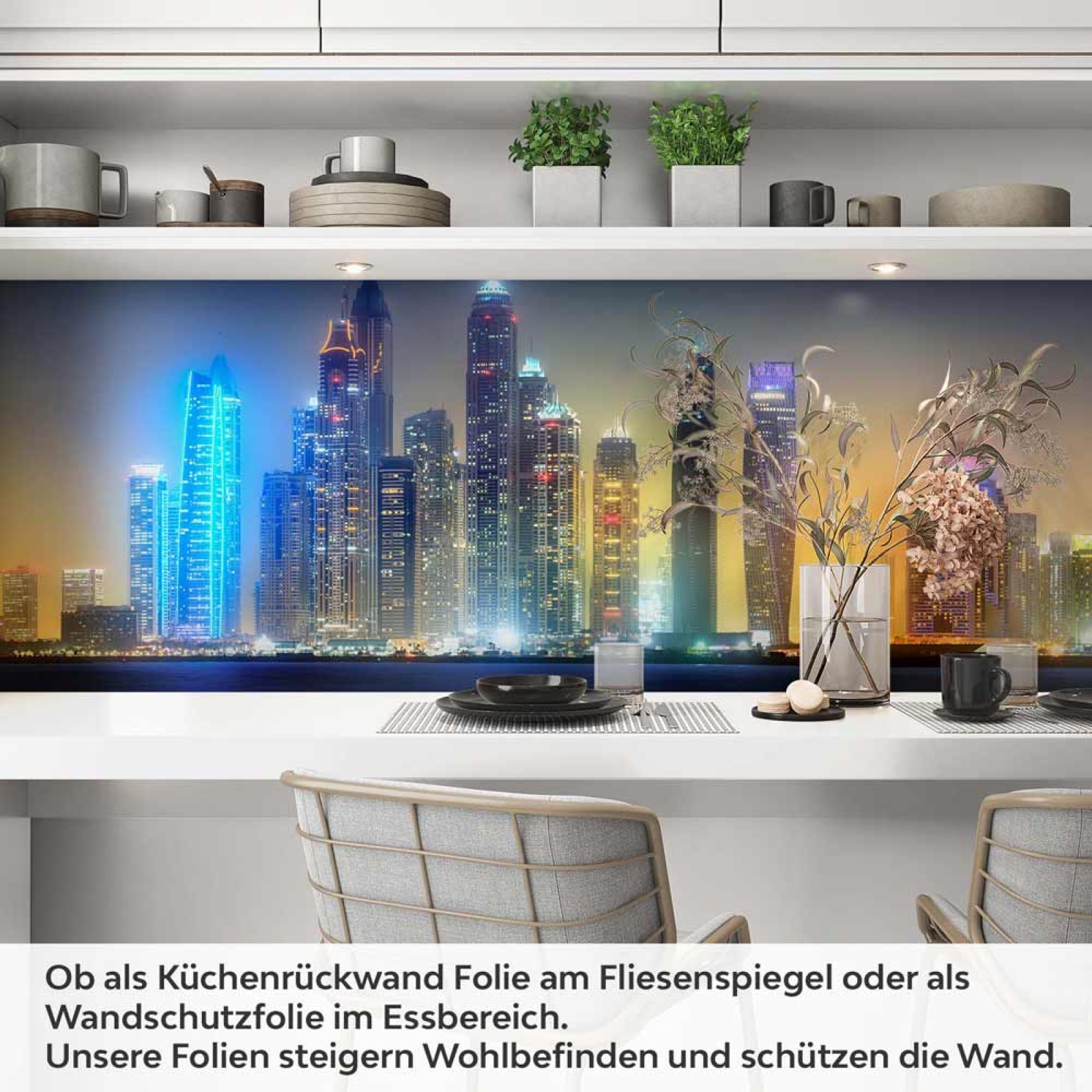 Küchenrückwand Folie Skylines im Schimmer der Nacht Artikelbild 1
