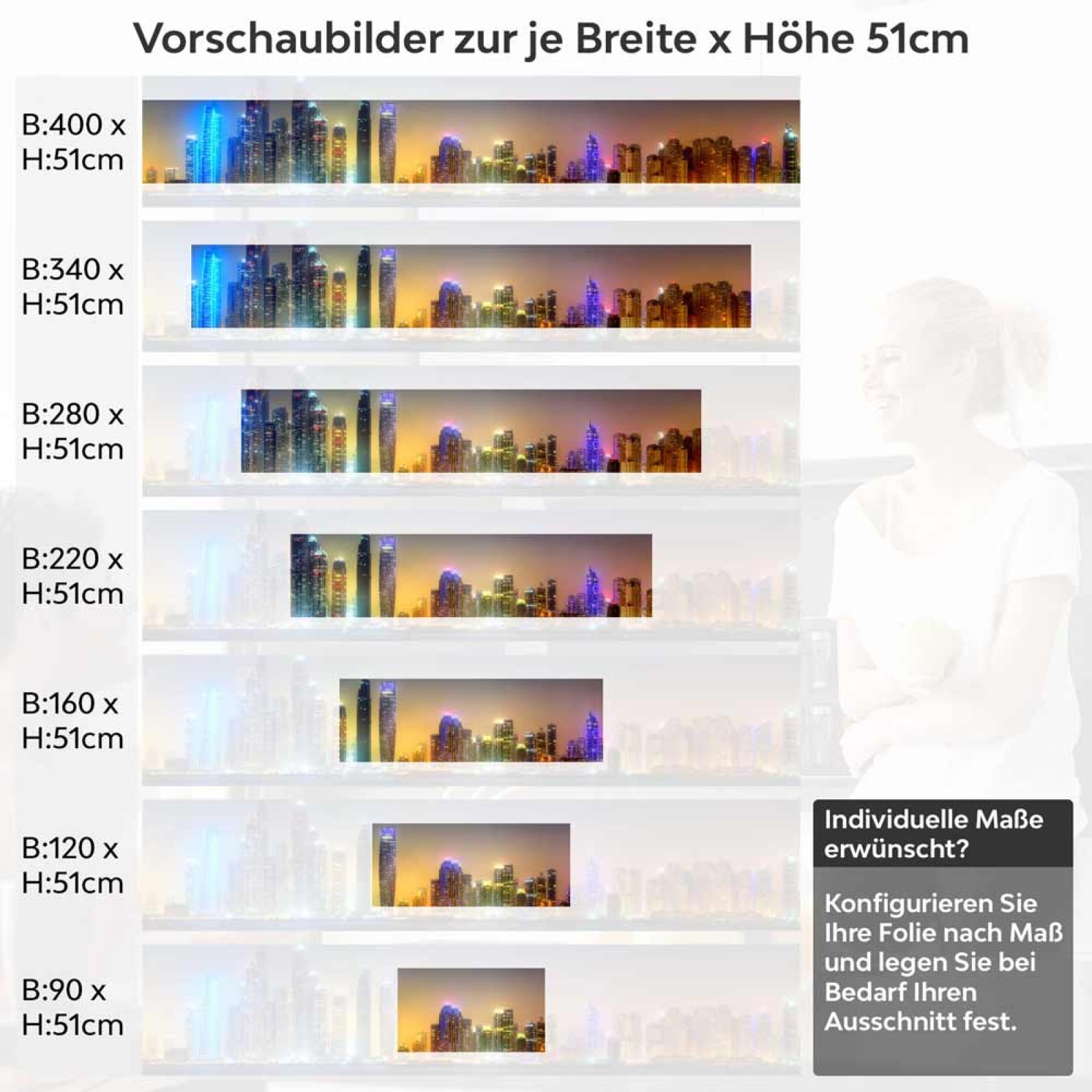 Küchenrückwand Folie Skylines im Schimmer der Nacht Höhe 51cm