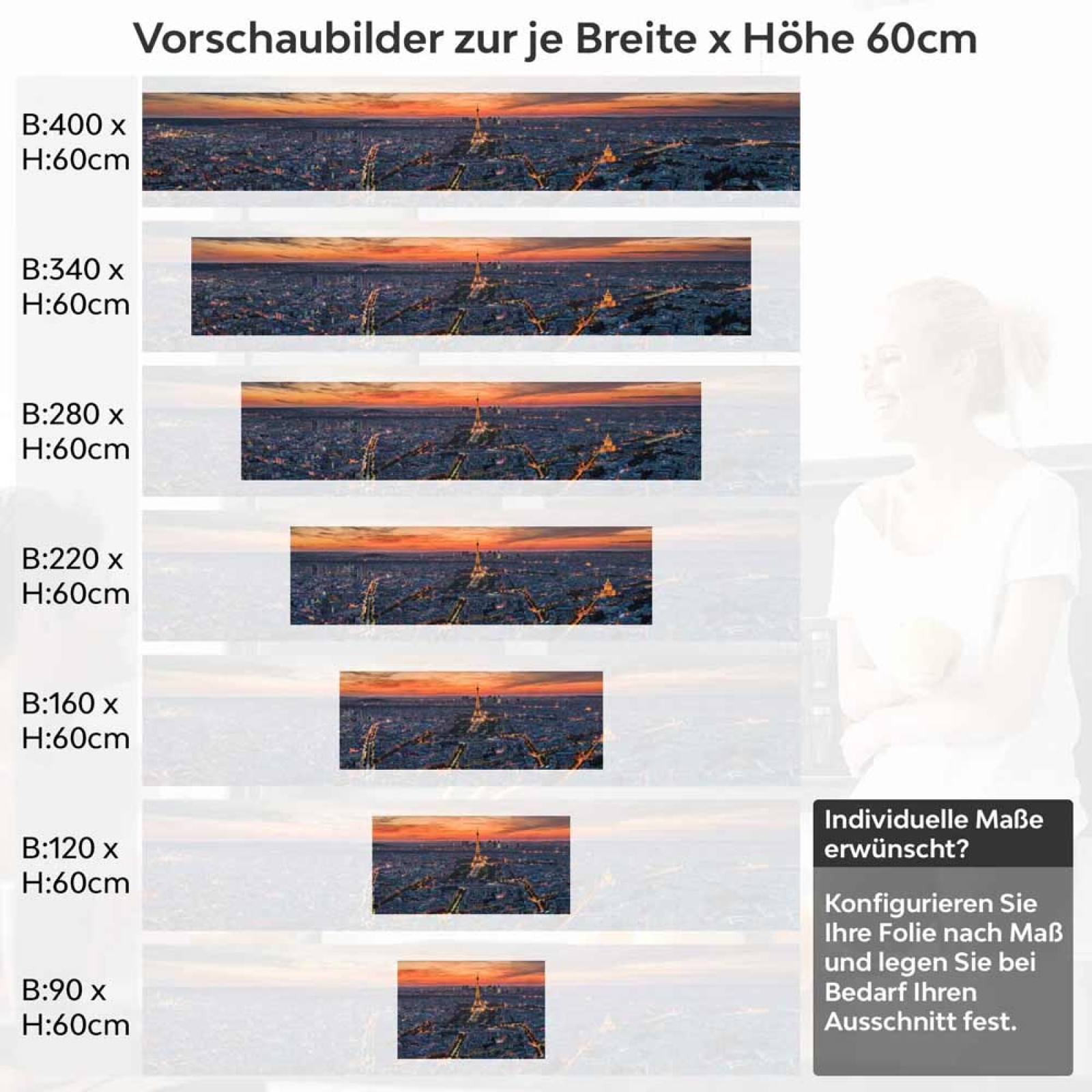 Küchenrückwand Folie Panorama Stadtblick Höhe 60cm