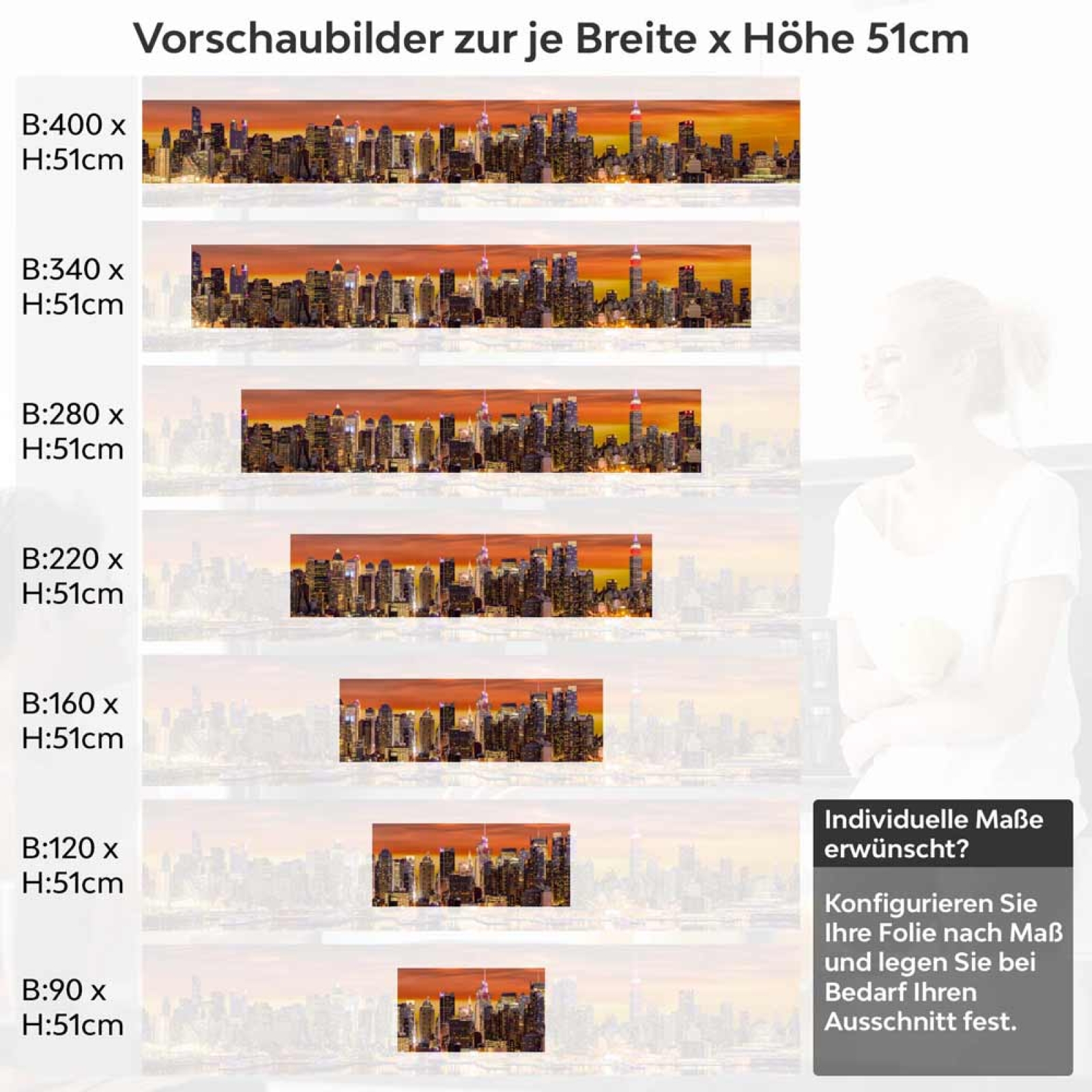 Küchenrückwand Folie Skylines & der Hafen von New York Höhe 51cm