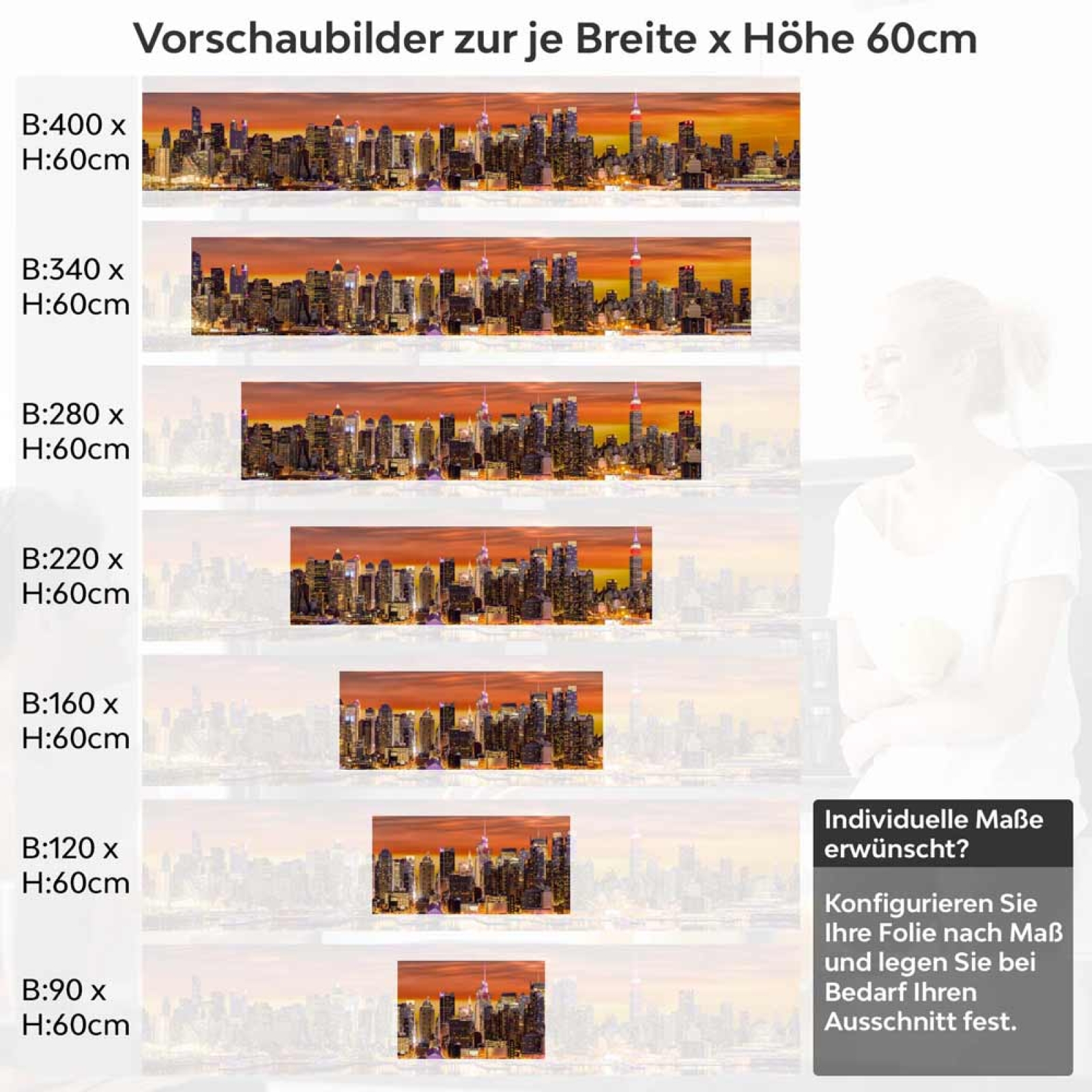 Küchenrückwand Folie Skylines & der Hafen von New York Höhe 60cm