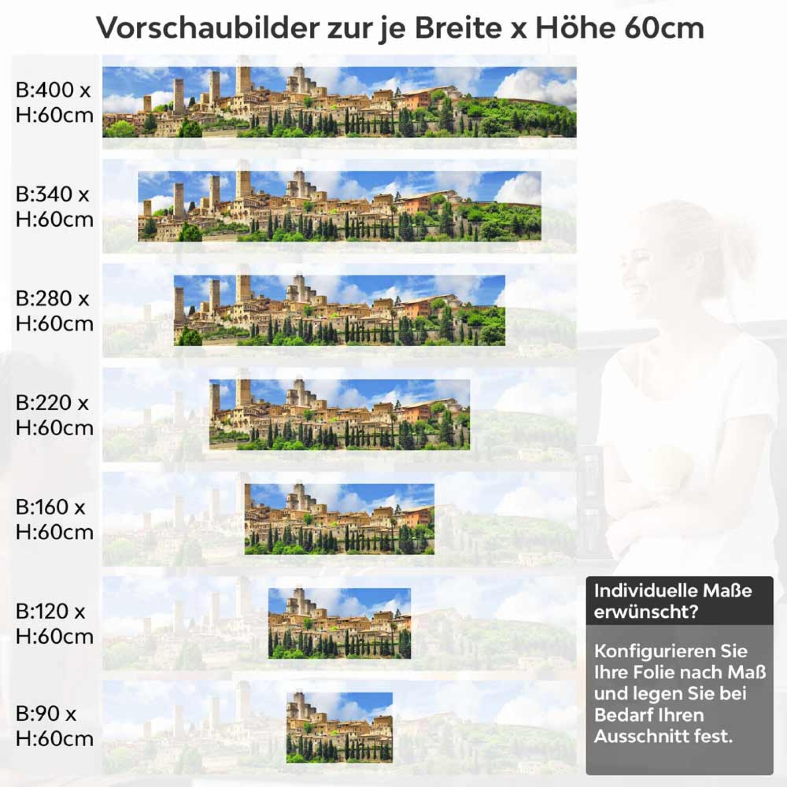 Küchenrückwand Folie Altstadt mit mediterranem Charme Höhe 60cm