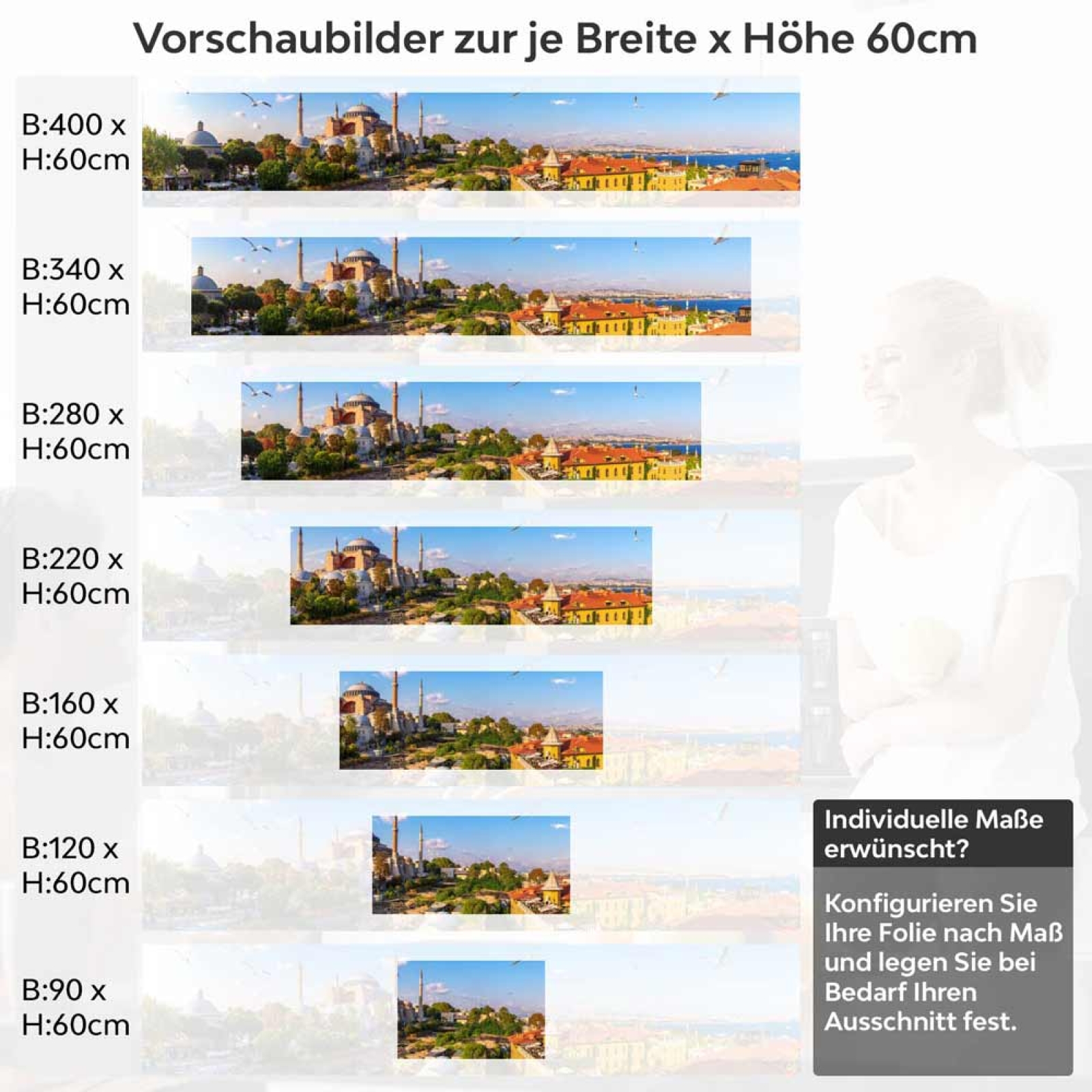 Küchenrückwand Folie Inselbrücke Höhe 60cm