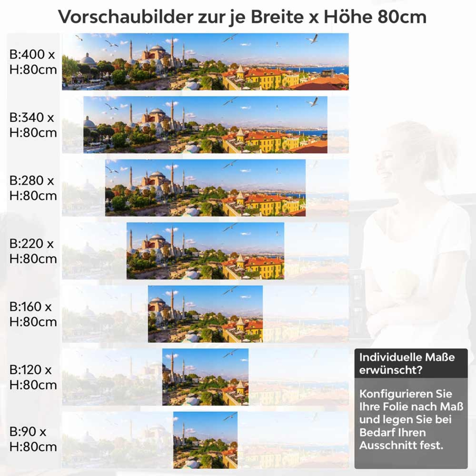 Küchenrückwand Folie Inselbrücke Höhe 80cm