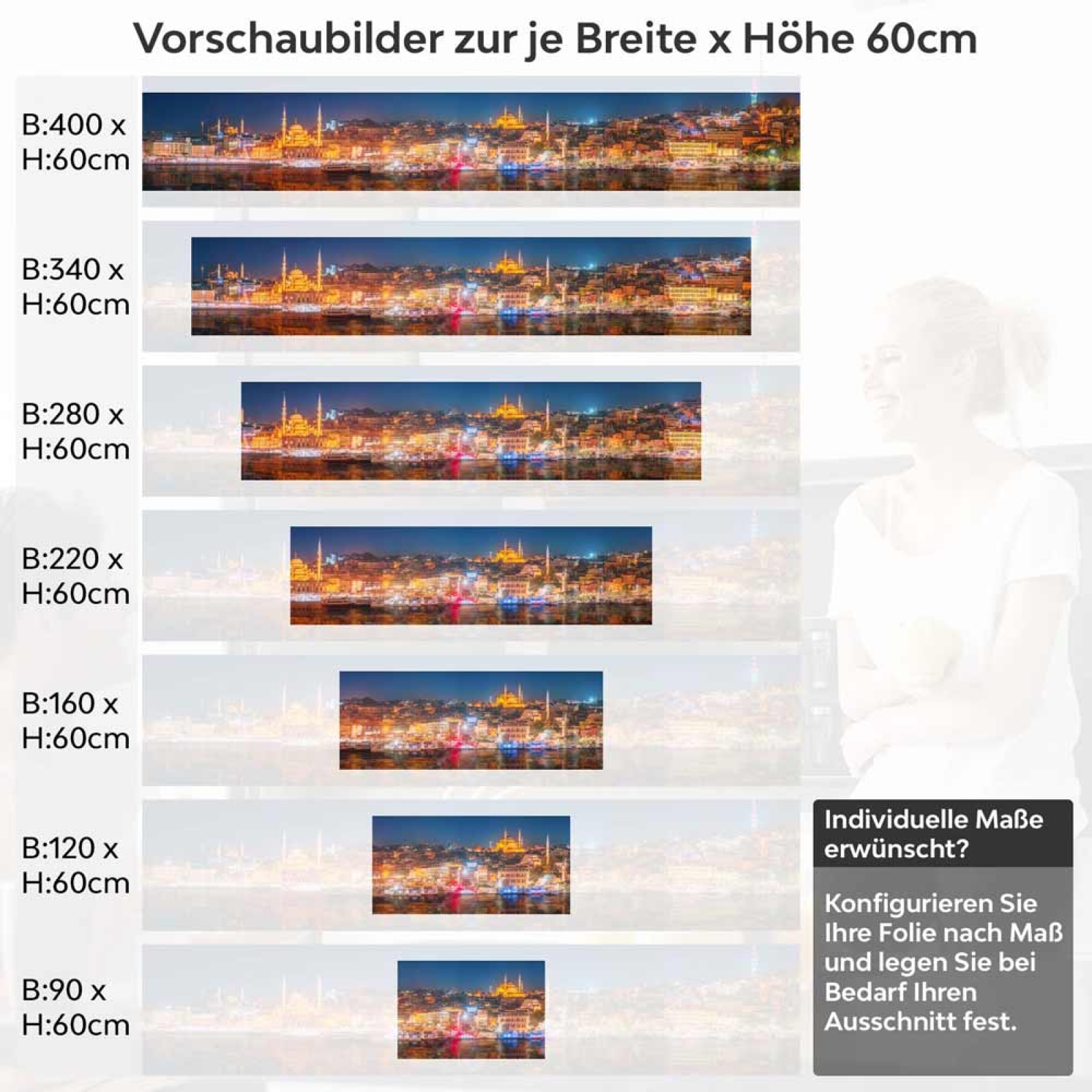 Küchenrückwand Folie Istanbul bei Nacht Höhe 60cm