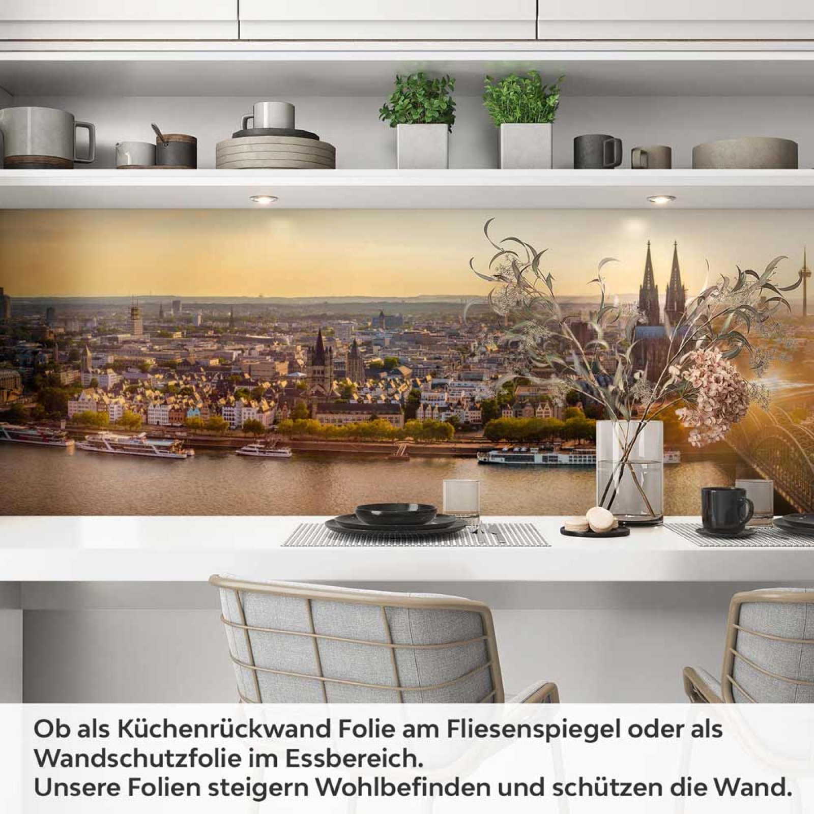 Küchenrückwand Folie Kölns Ufer im sanften Dämmerlicht Artikelbild 1