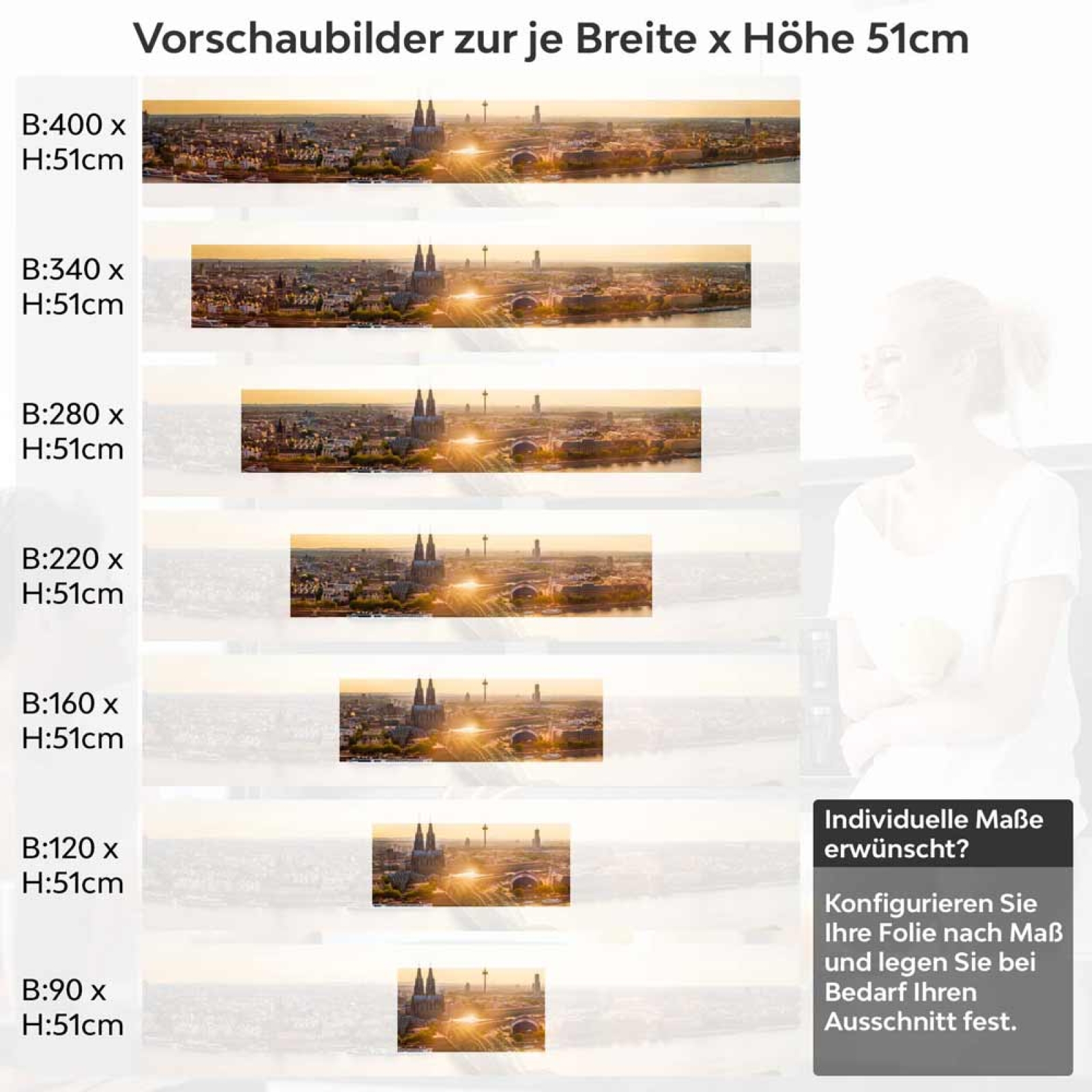 Küchenrückwand Folie Kölns Ufer im sanften Dämmerlicht Höhe 51cm